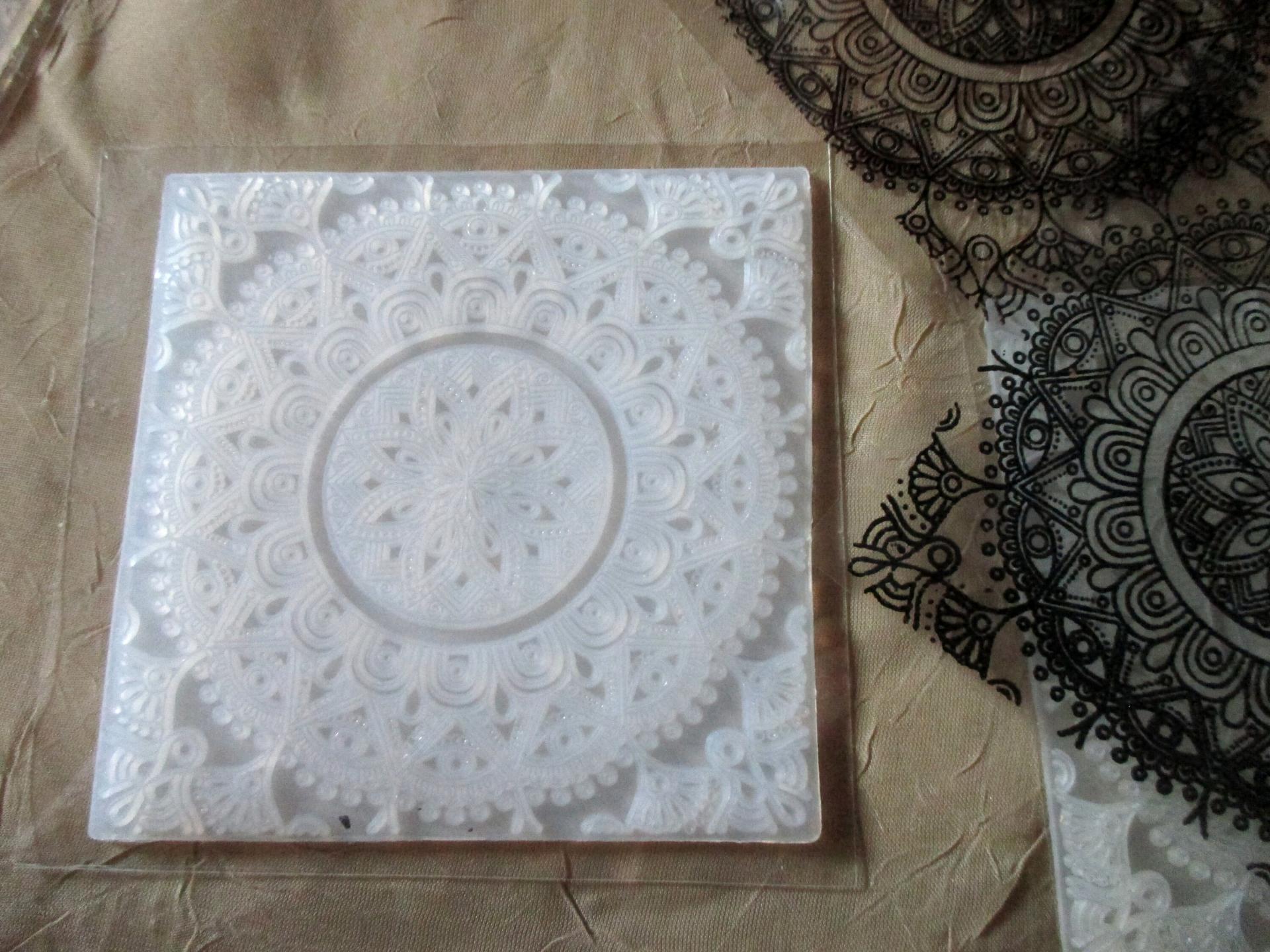 Mat Mold and Stamp - Mandala - Texture for Clay, Polymer Clay, Resin and casting - Silicone Cling Stamp