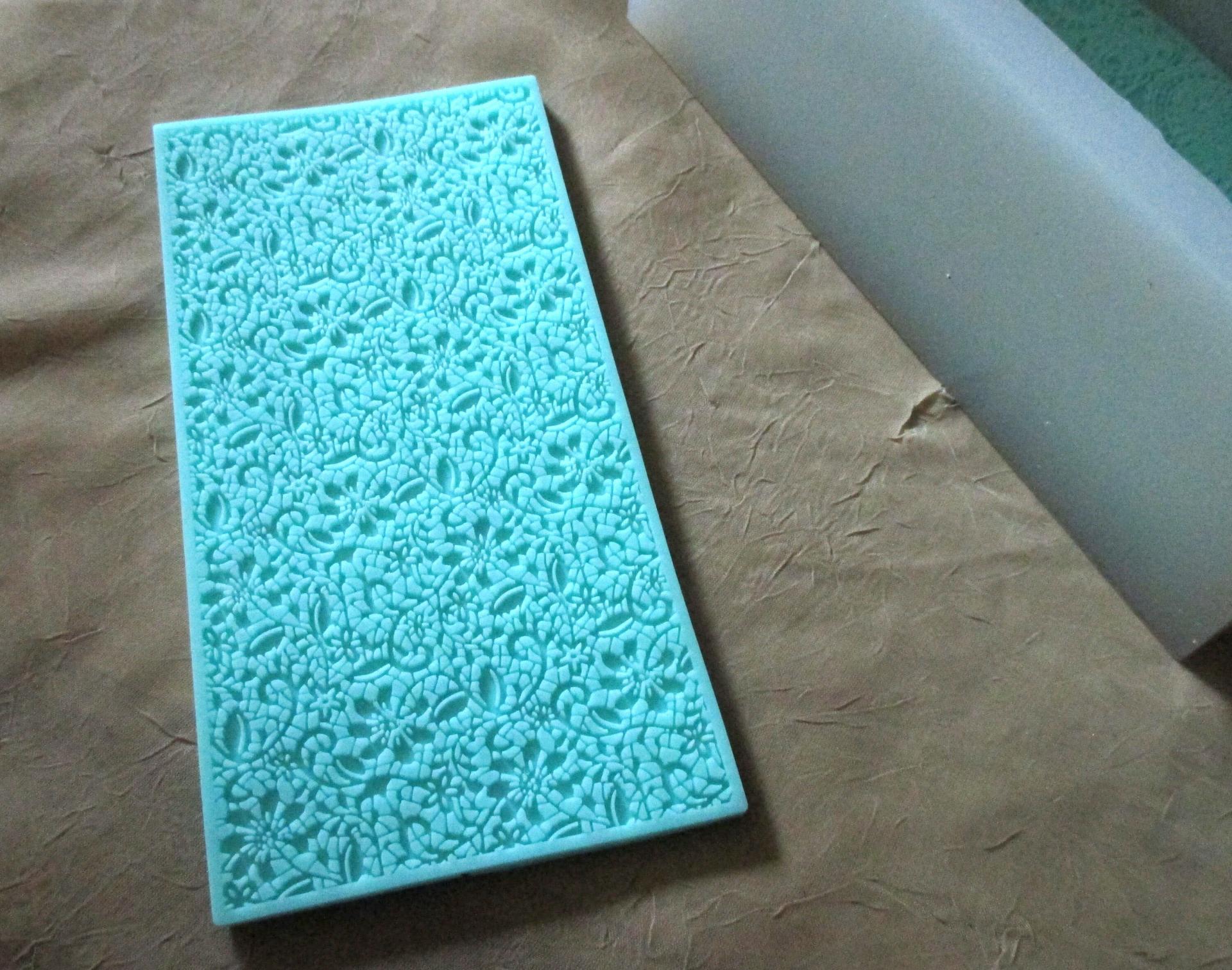 Silicone Floral Lace Mat Mold - Texture Stamp, Embossing Stamp - for use with Clay, Casting, for Soap, or Baking