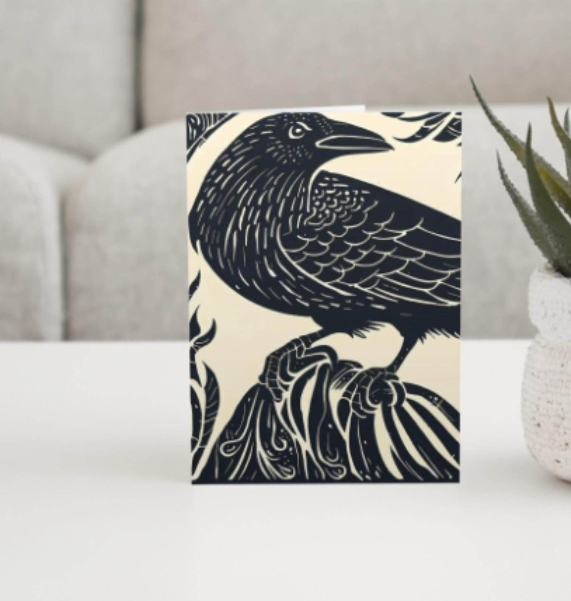 Raven Greeting Cards, Set of 2 Designs, Bulk Pack of Cards