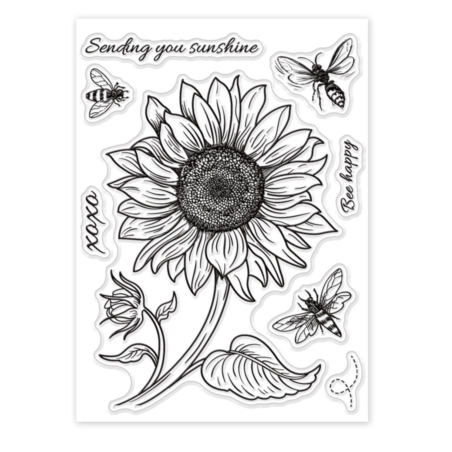 Sunflower Stamps - Silicone Cling Stamp - Texture Emossing Stamp