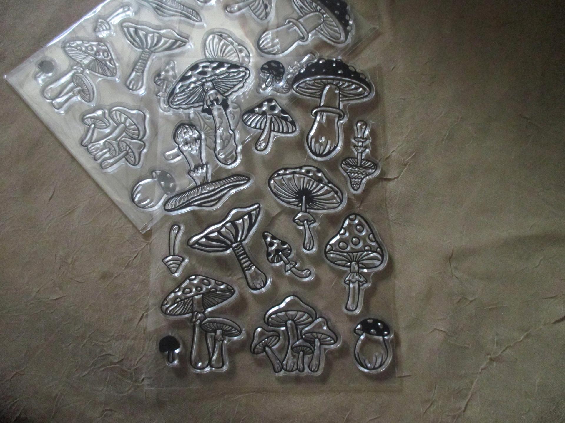 Mushroom Stamp - Silicone Cling Stamp - Texture Embossing Stamp