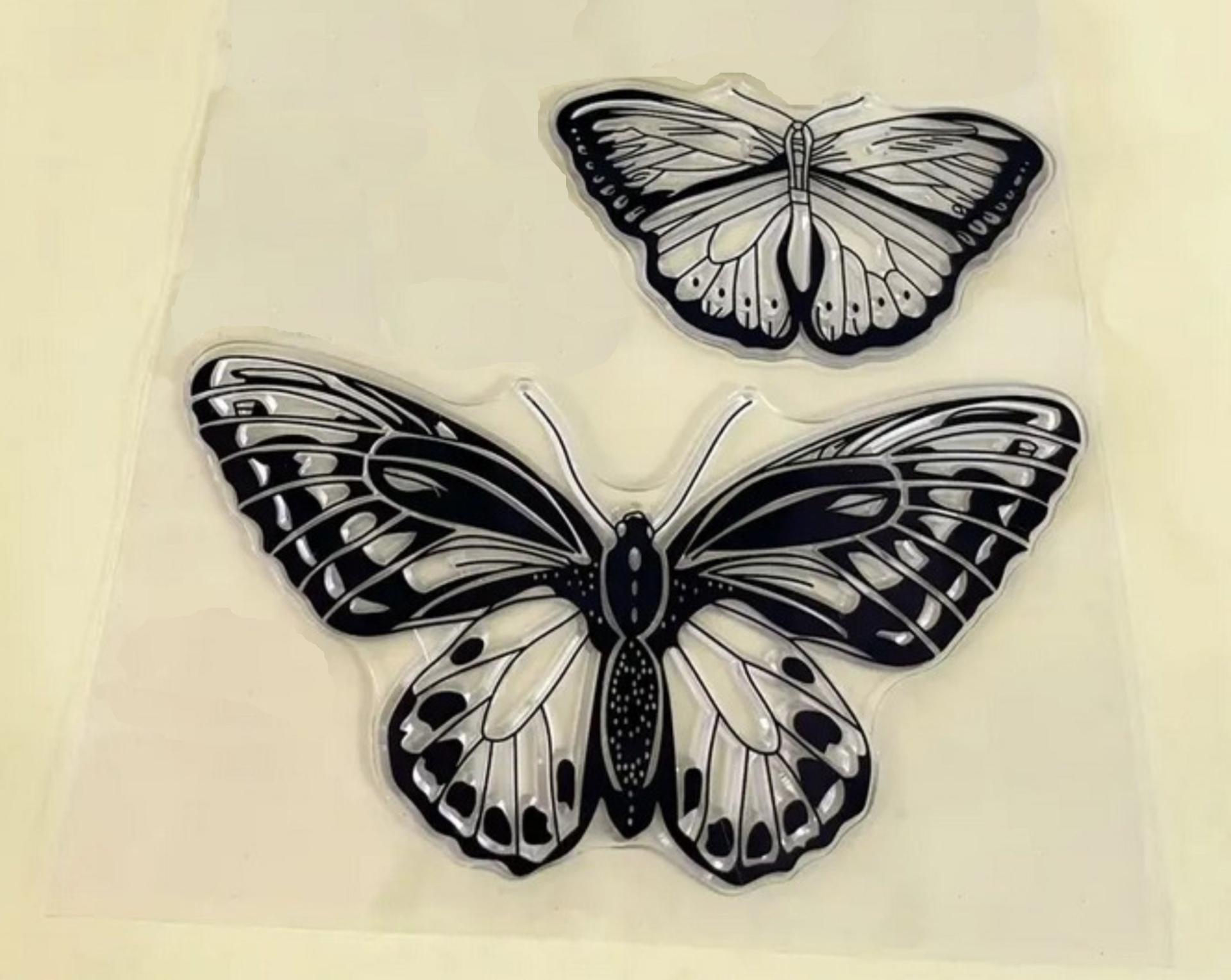 Large Butterfly Stamps - Silicone Cling Stamp - Texture Emossing Stamp