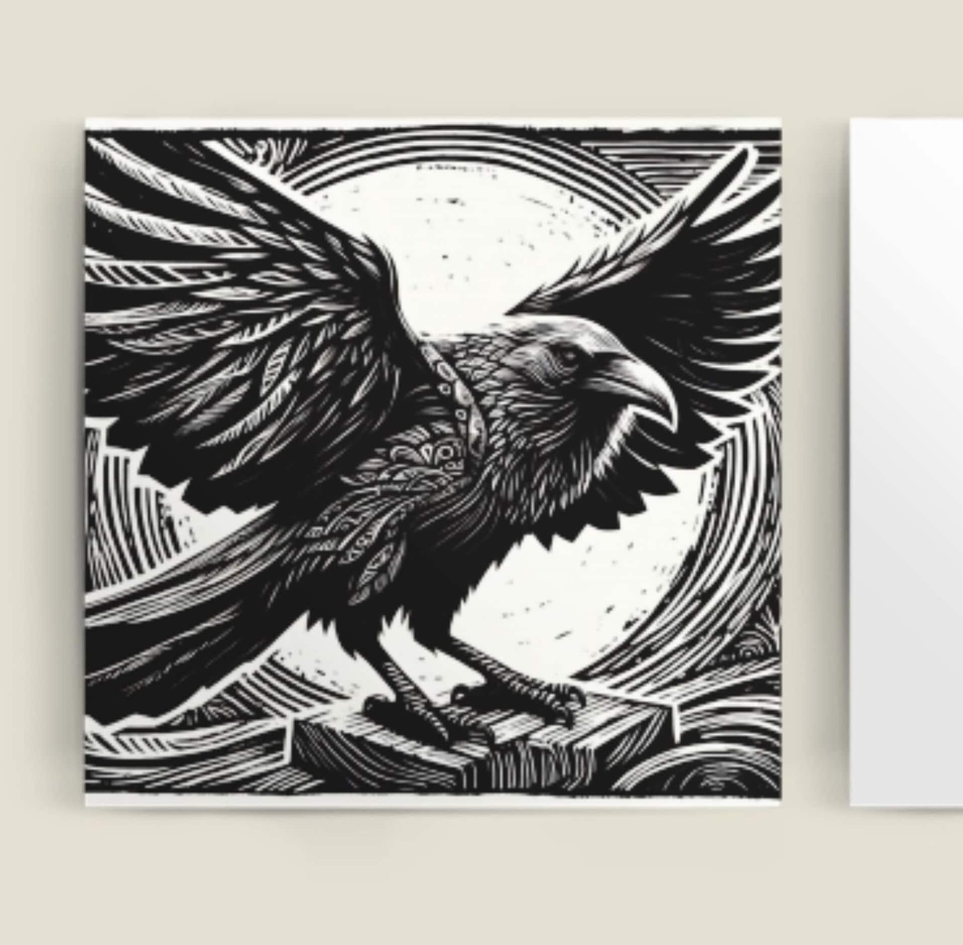 Set of 3 Cards, Raven Greeting Cards, Bulk Pack of Cards