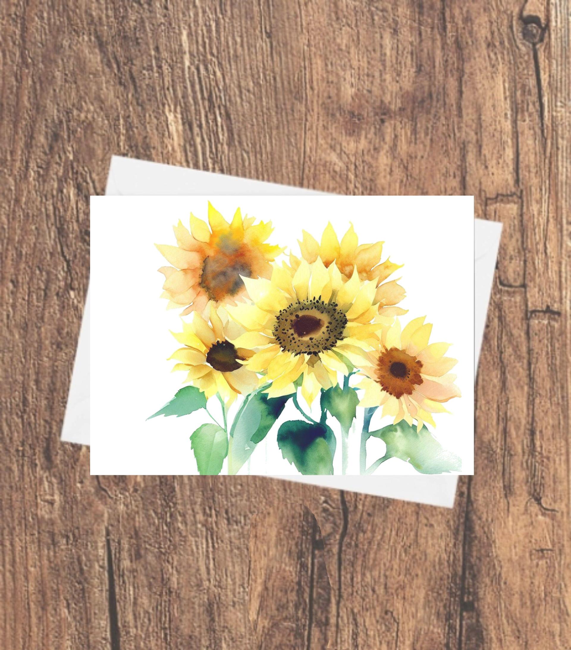 Sunflowers - Single Card or Bulk 10 Pack of Greeting Cards