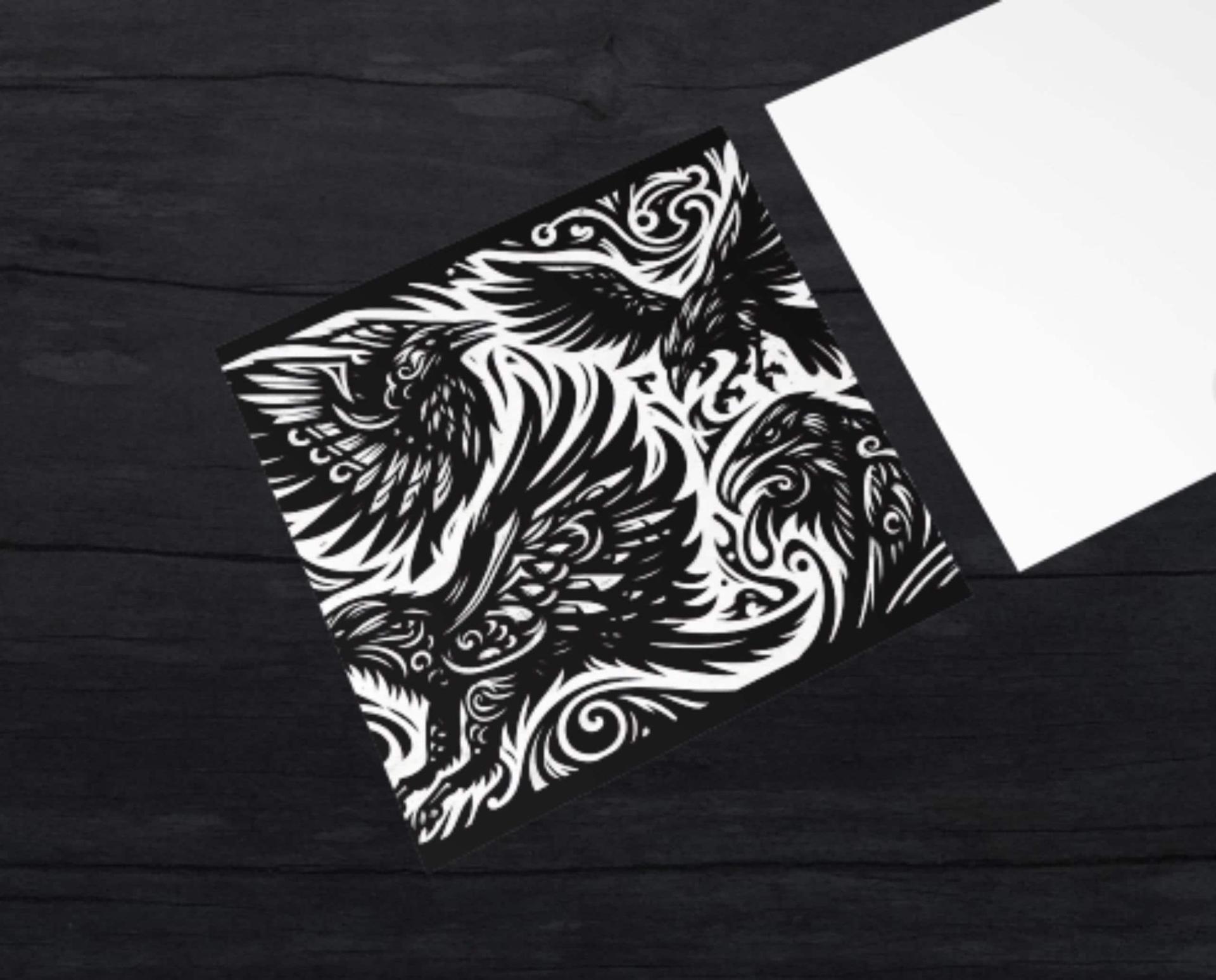 Set of 3 Cards, Raven Greeting Cards, Bulk Pack of Cards