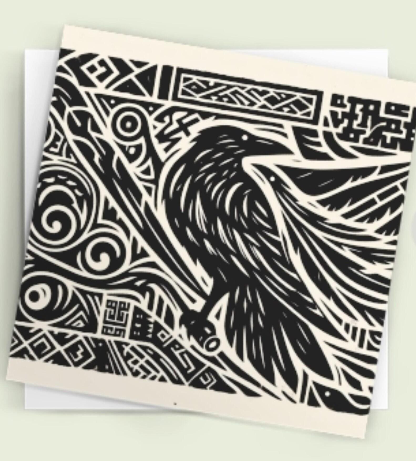 Set of 3 Cards, Raven Greeting Cards, Bulk Pack of Cards