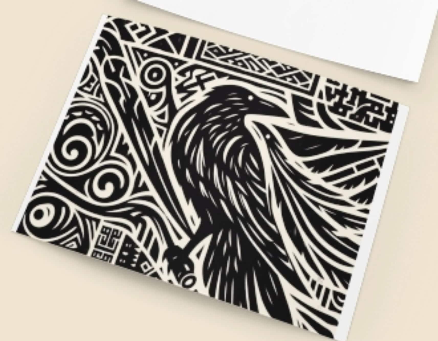 Set of 3 Cards, Raven Greeting Cards, Bulk Pack of Cards
