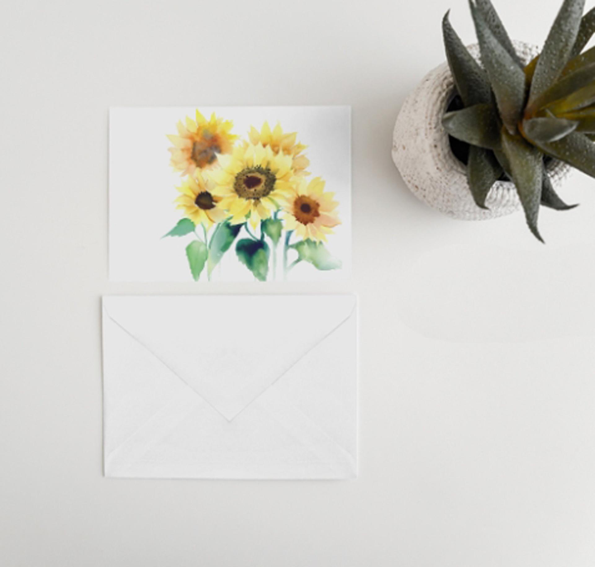 Sunflowers - Single Card or Bulk 10 Pack of Greeting Cards