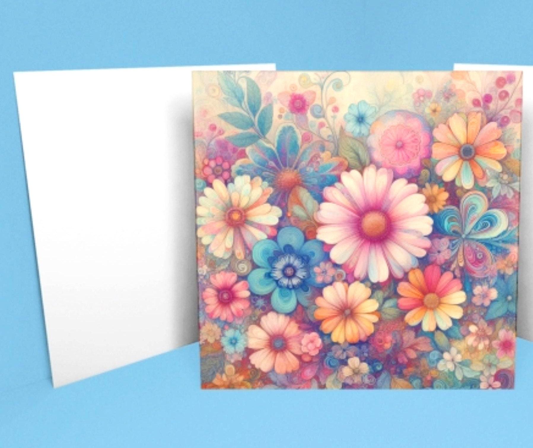 Floral Greeting Cards, Large Note Card, Invites, Birthday, Gift Card