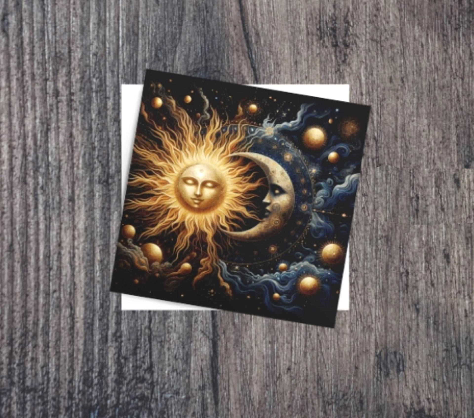 Sun and Moon- Greeting Cards, Set of 4 Designs, Bulk Pack of Cards