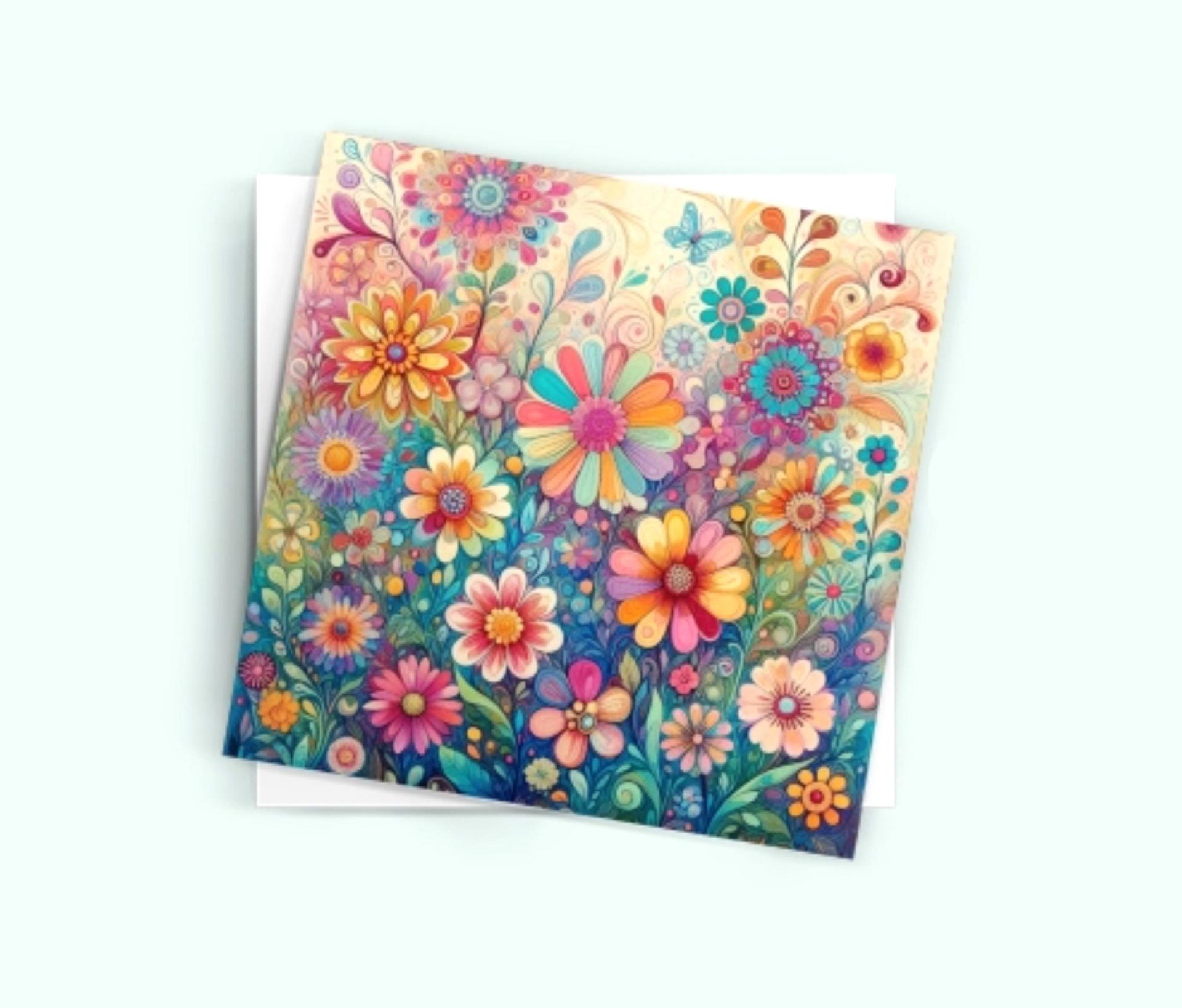 Floral Greeting Cards, Large Note Card, Invites, Birthday, Gift Card