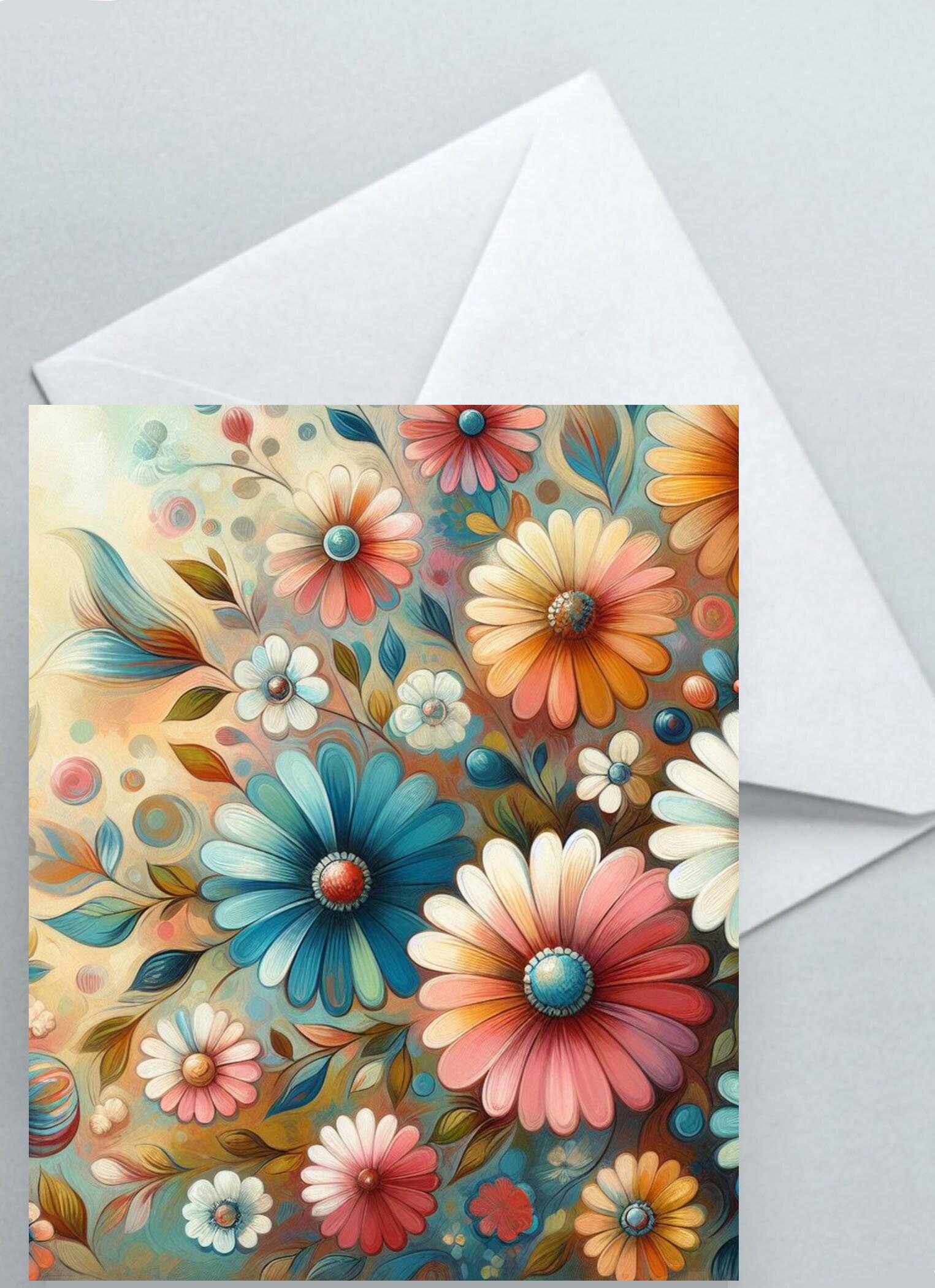 Set of 3, Flower Cards, Greeting Cards, Matching Designs, Bulk Pack of Cards