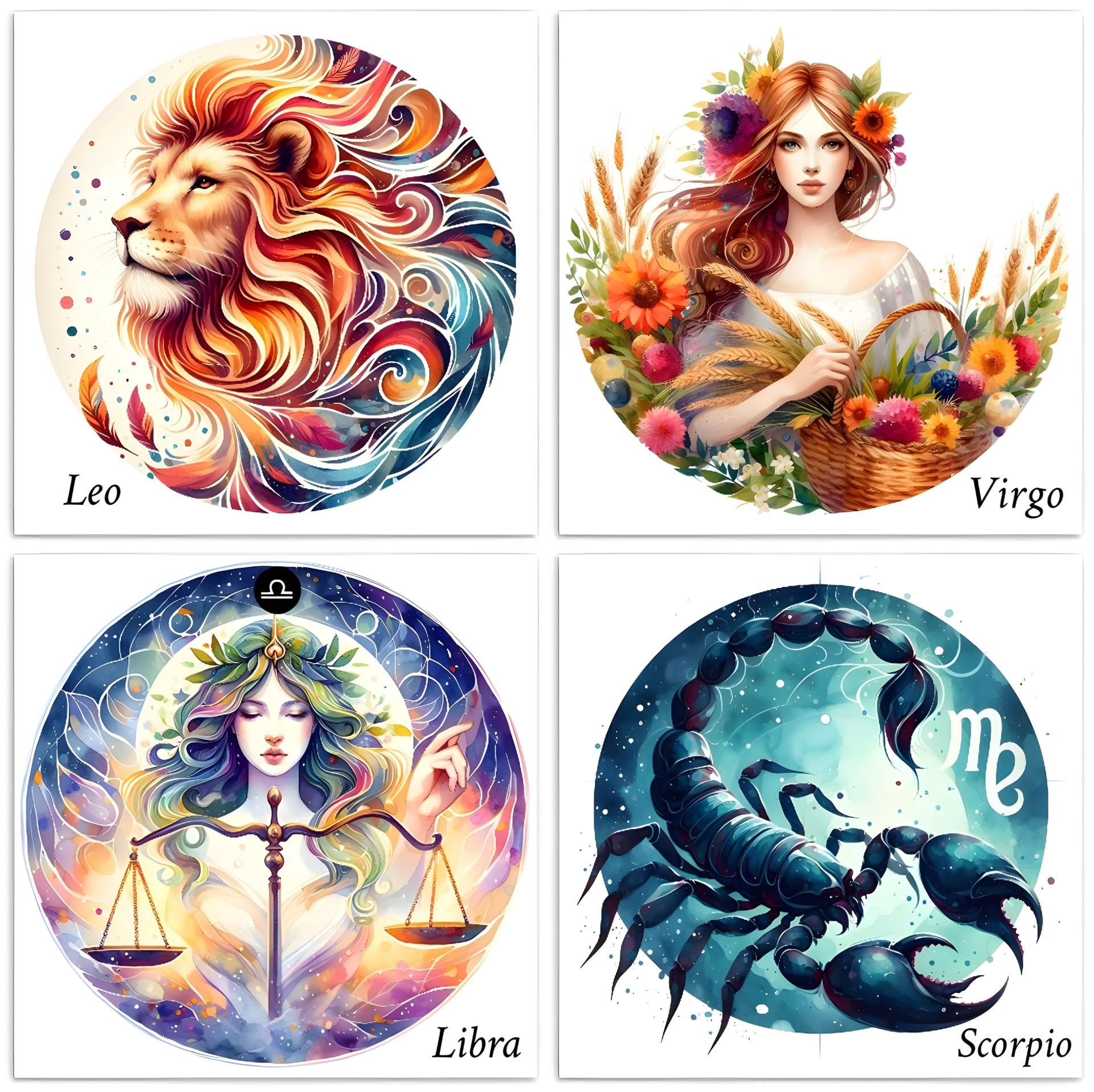 Zodiac Card Set - All Signs, Astrology Greeting Cards, Bulk Pack of Cards