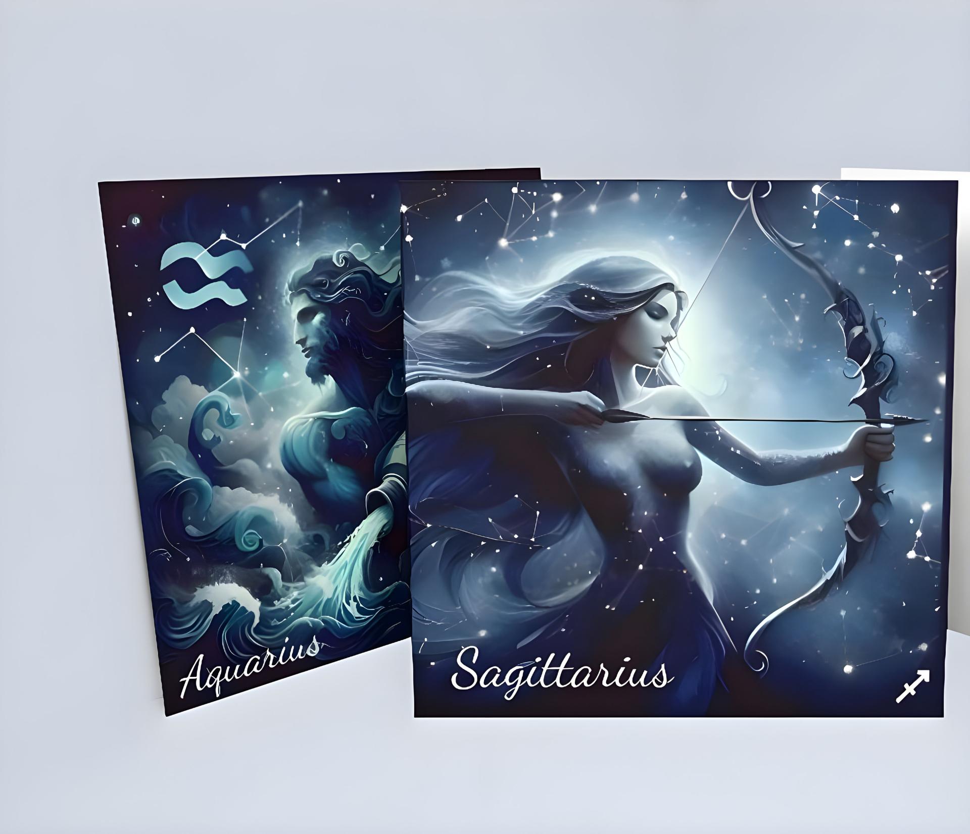 Zodiac Card Set - All Signs, Astrology Greeting Cards, Bulk Pack of Cards