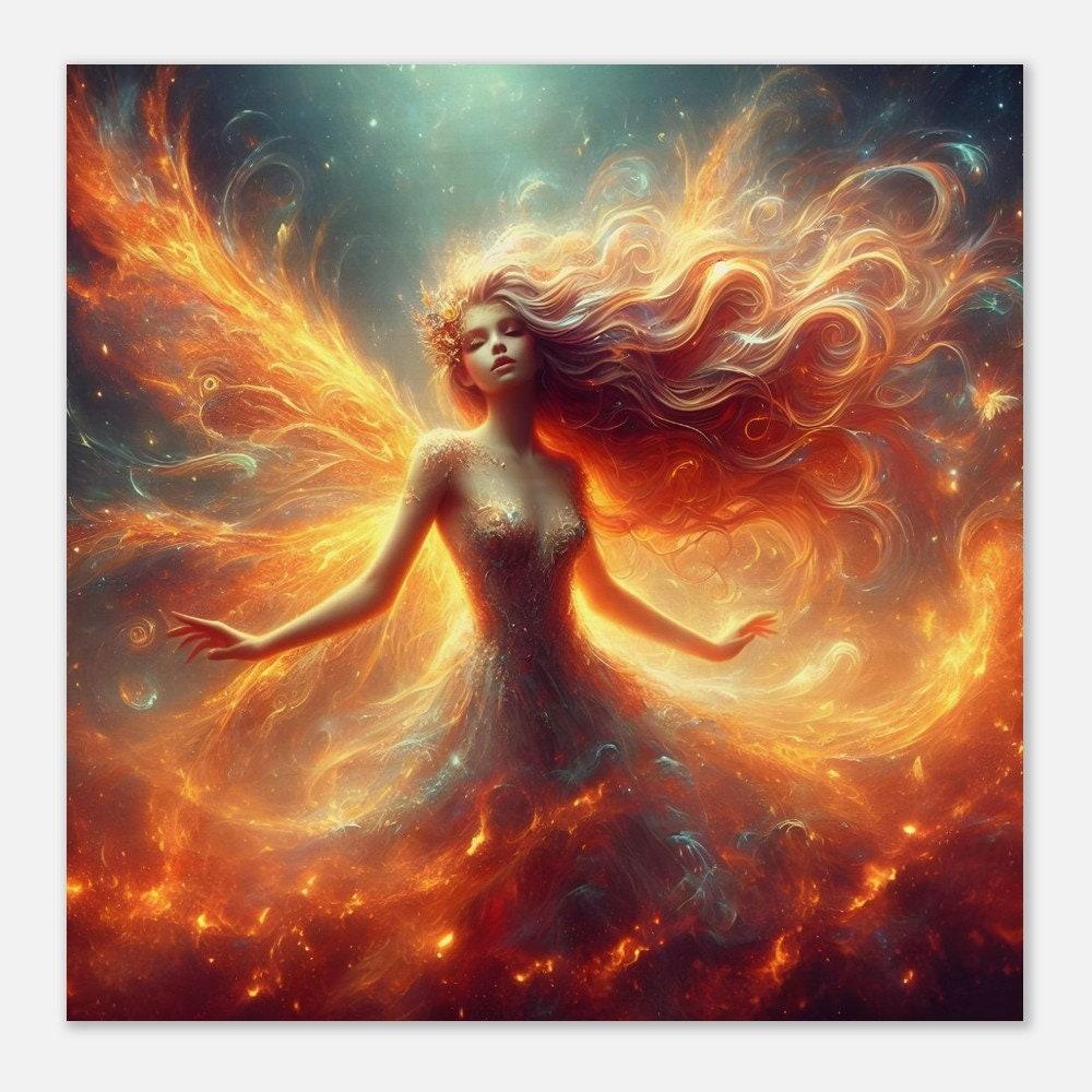Print on Wood, Fire Fairy, Original Art Printed on Wood Panel