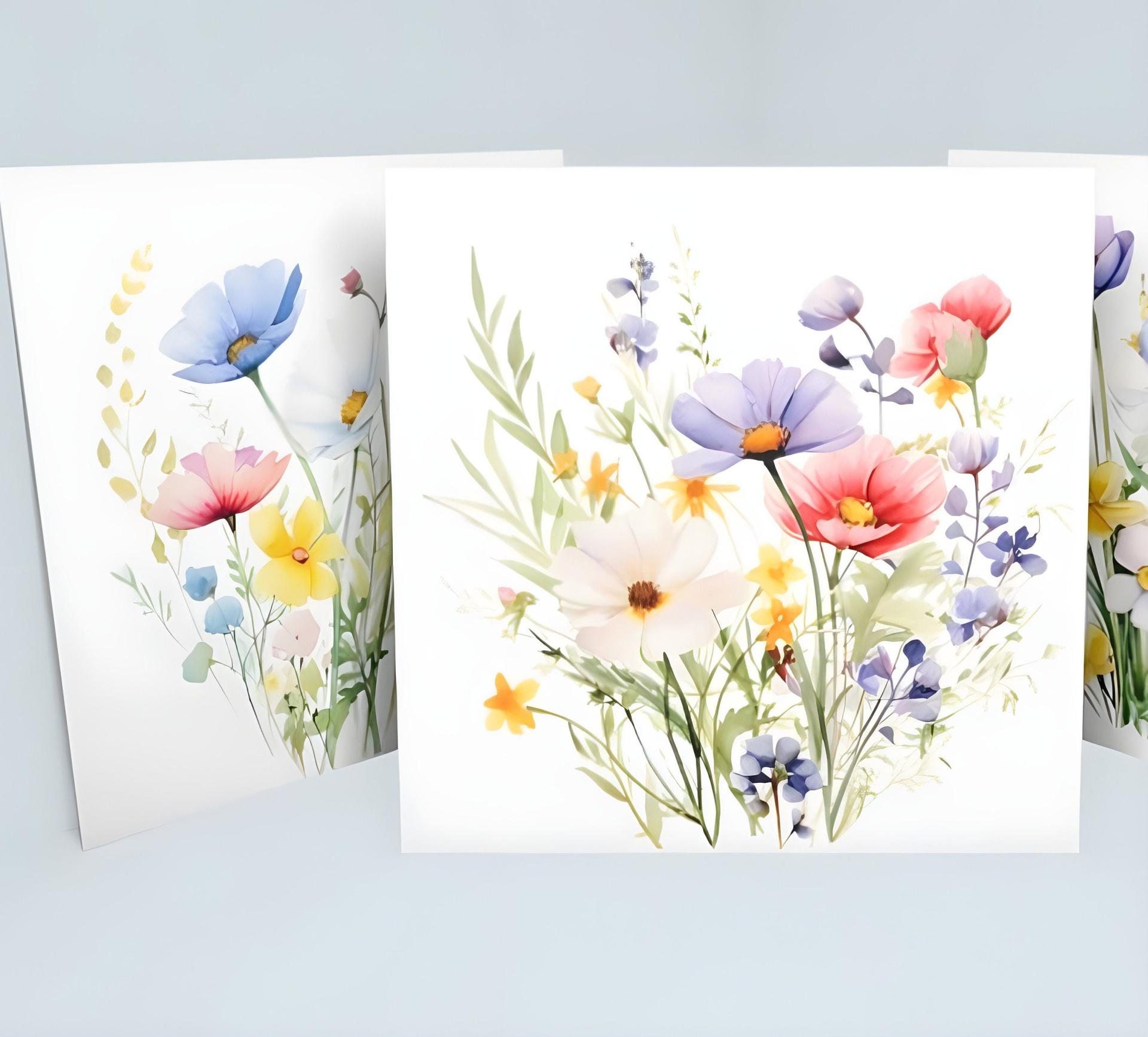 Set of Wildflower Gift Cards, 3 Designs, Bulk Pack of Cards