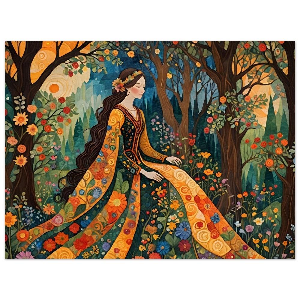 Print on Wood, Floral Forest, Original Art, Ready to Hang