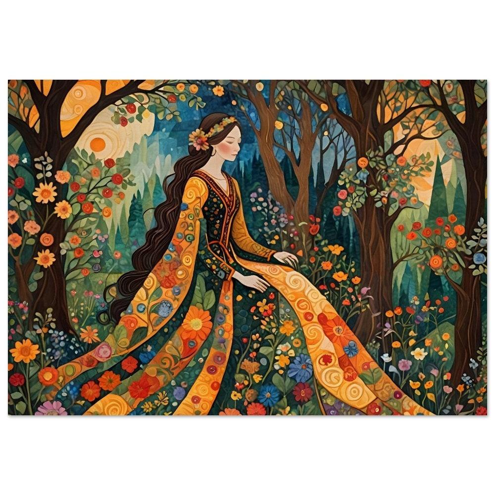 Print on Wood, Floral Forest, Original Art, Ready to Hang
