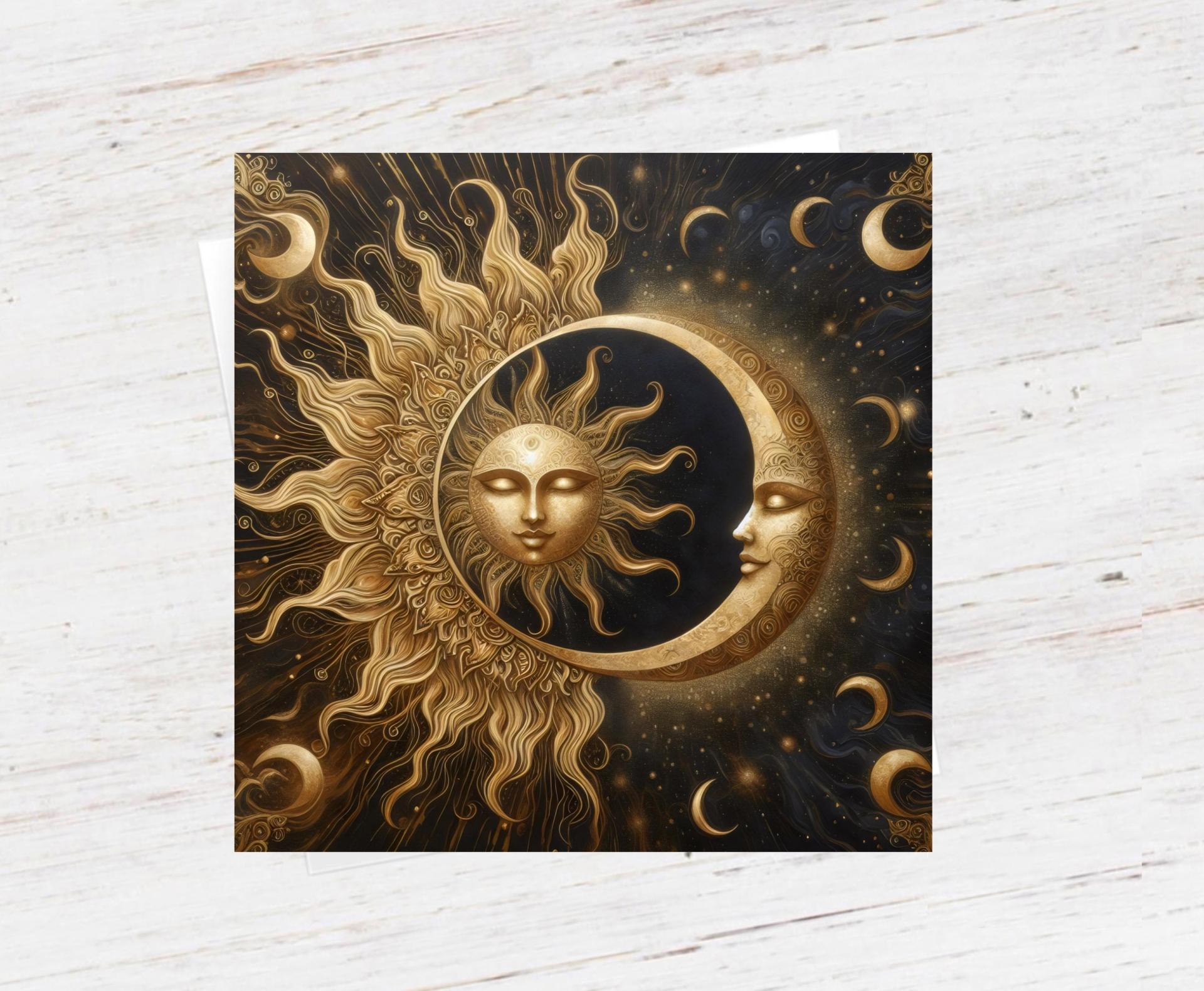 Set of 3 Designs, Sun and Moon Greeting Cards, Bulk Pack of Cards