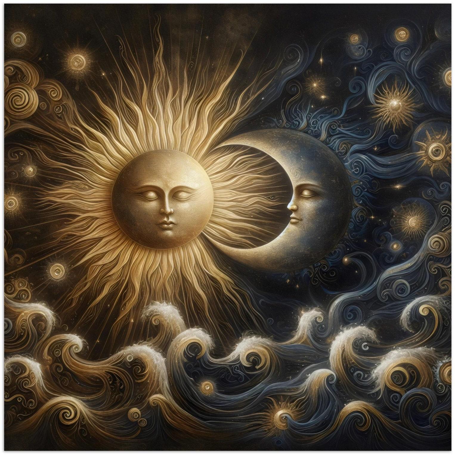 Set of 3 Designs, Sun and Moon Greeting Cards, Bulk Pack of Cards
