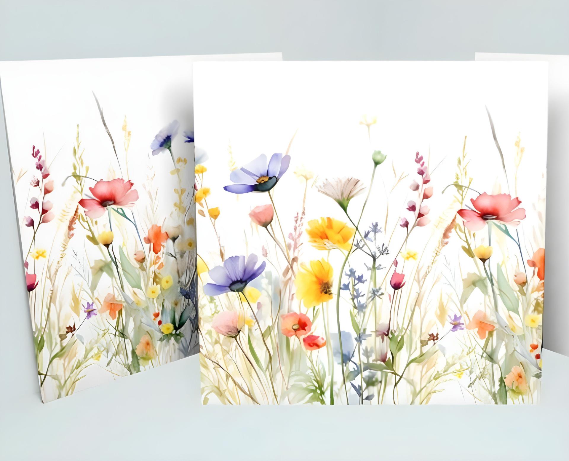 Set of Wildflower Gift Cards, 4 Designs, Bulk Pack of Cards