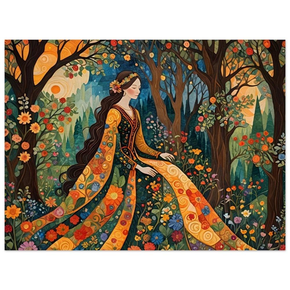 Print on Wood, Floral Forest, Original Art, Ready to Hang