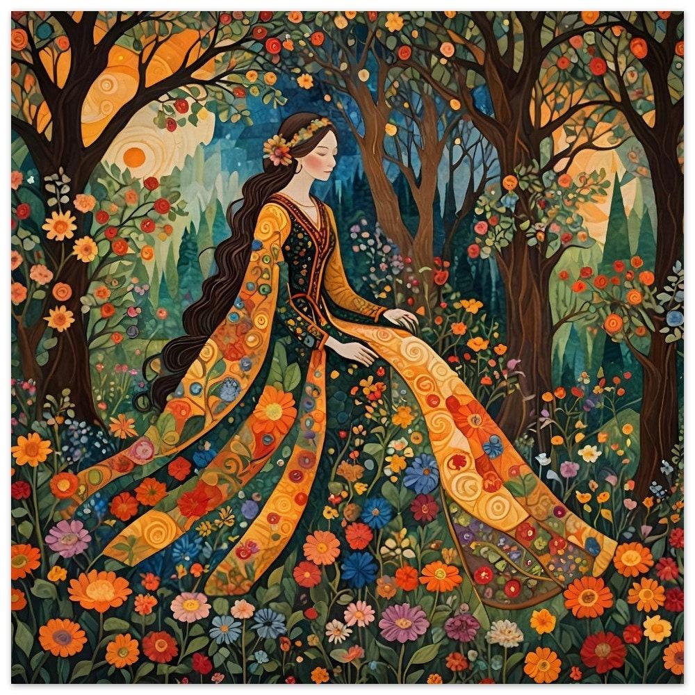 Print on Wood, Floral Forest, Original Art, Ready to Hang