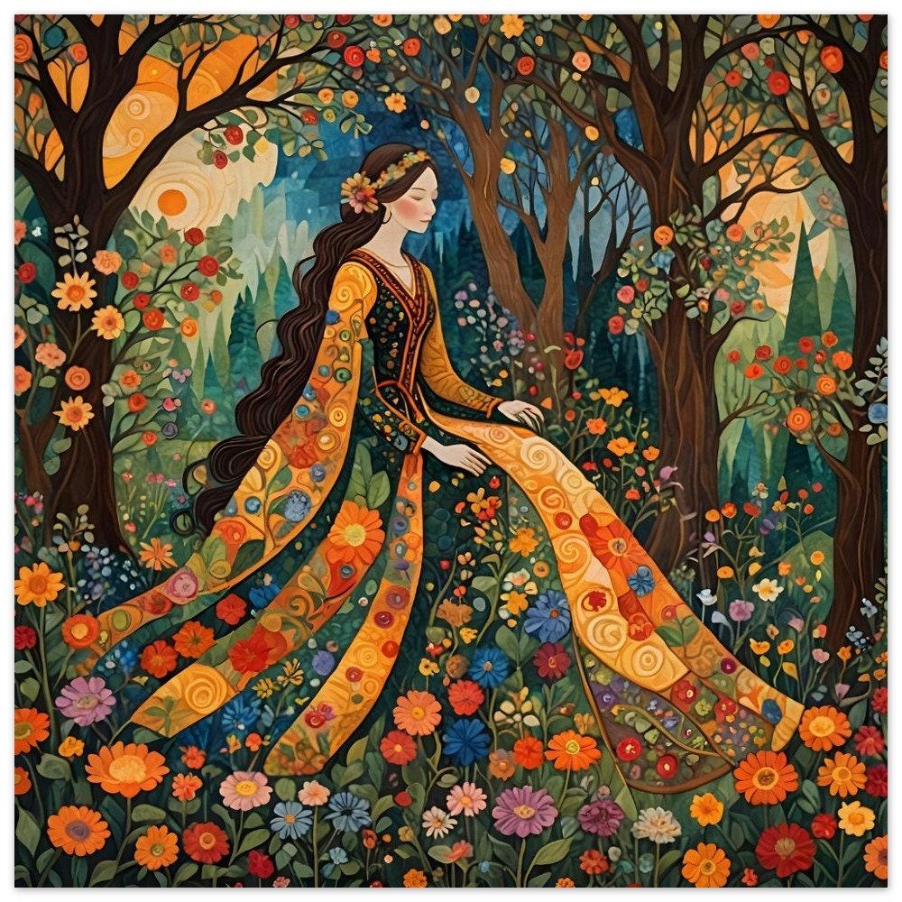 Print on Wood, Floral Forest, Original Art, Ready to Hang