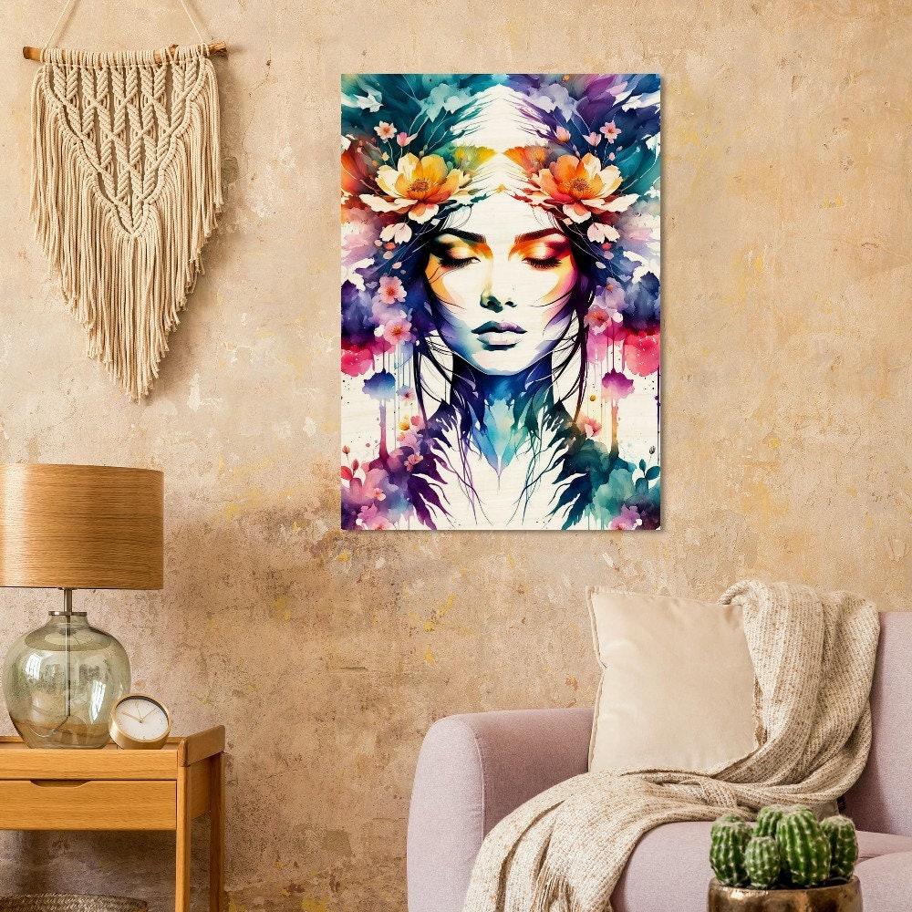 Wood Print, Floral, Original Art, Print on Wood, Ready to Hang
