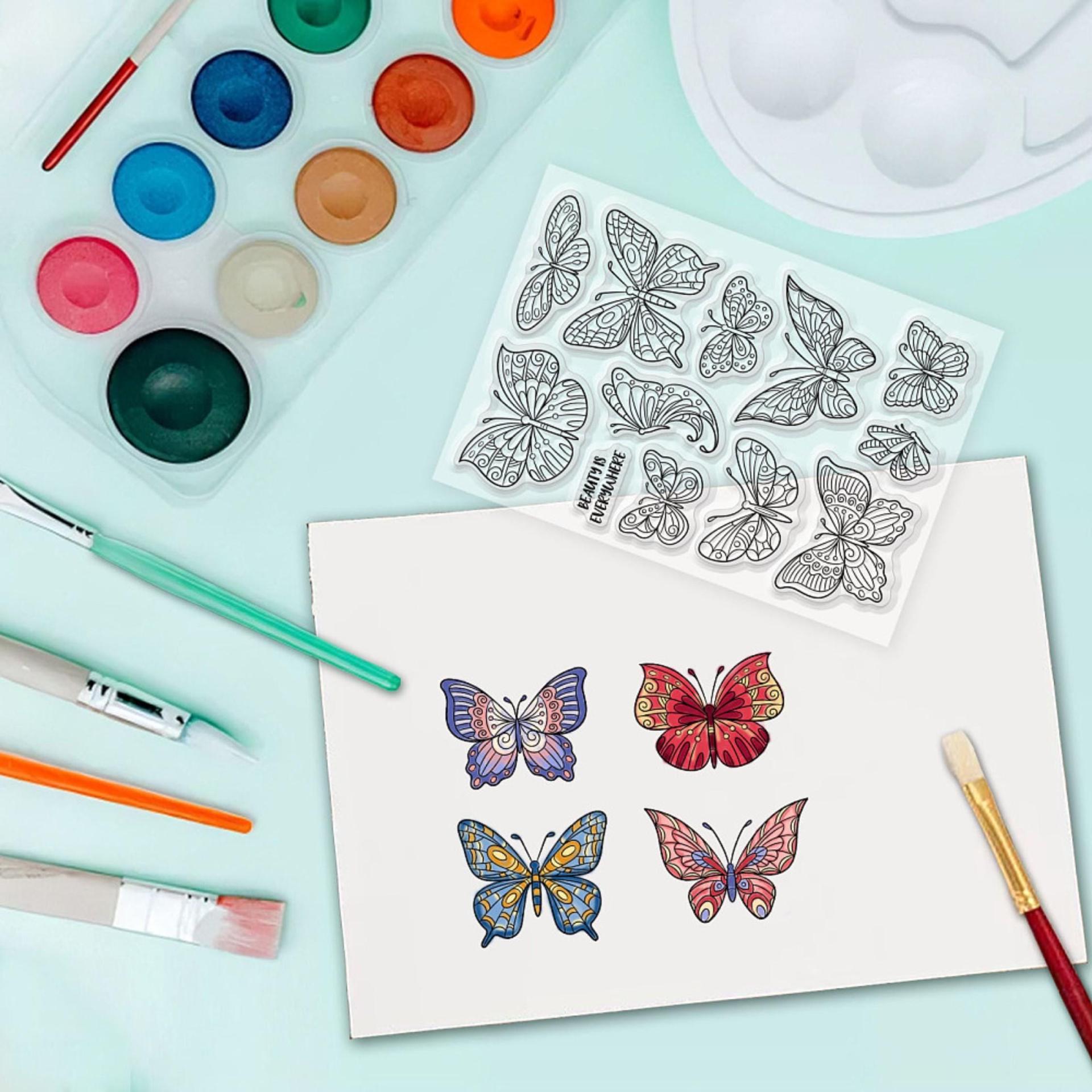 Butterfly Stamps - Silicone Cling Stamp - Texture Embossing Stamp
