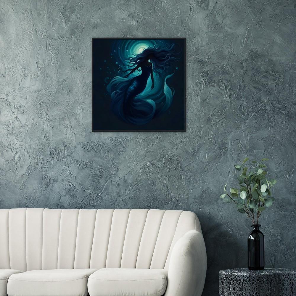 Mermaid Print - Framed or Unframed - Original Art - Print on Paper