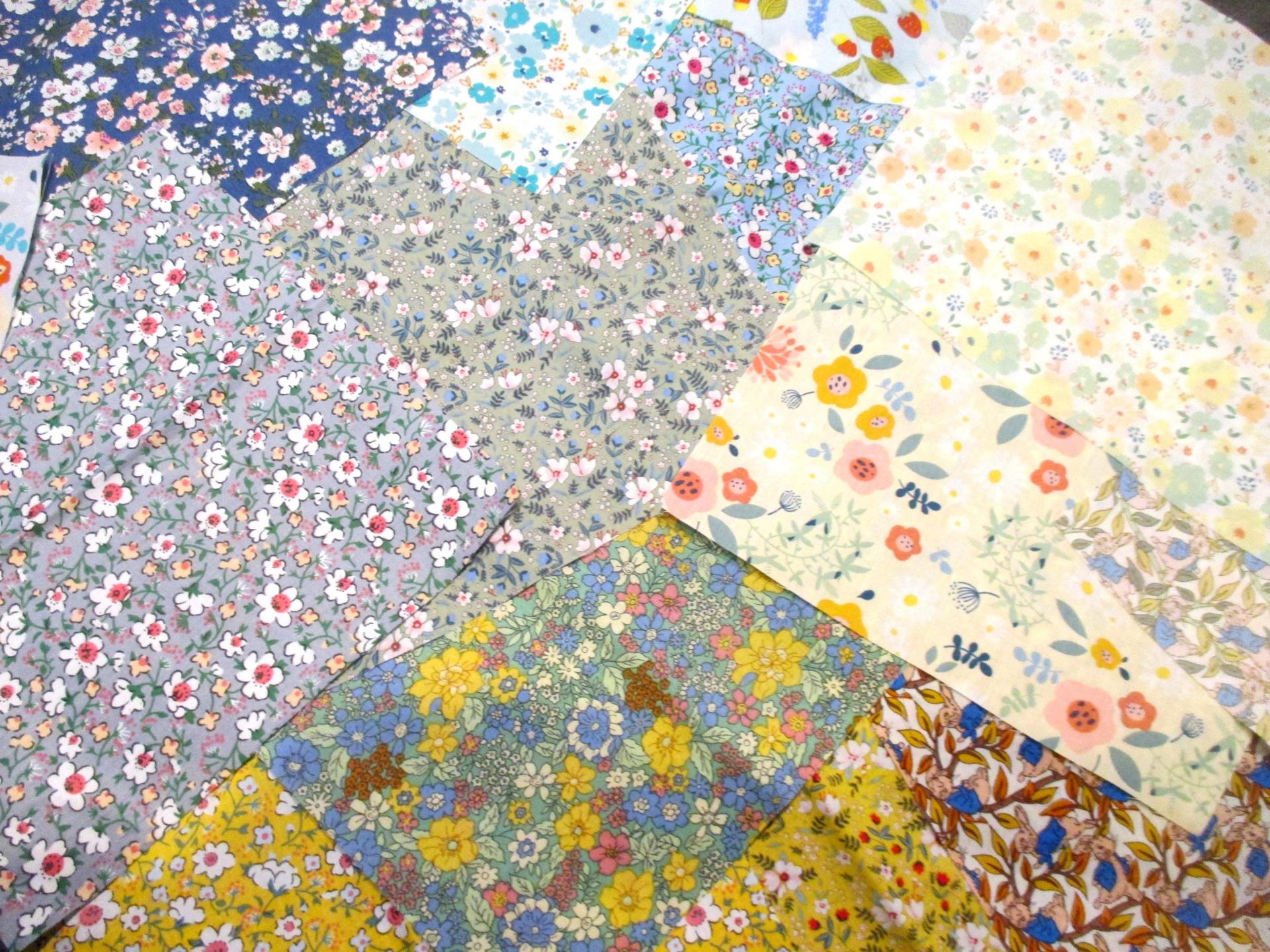 Fabric Bundle, All Cotton - Precut Squares - 8x8” Floral Layer Cake, Multiple Colors, for Crafting, Patchwork, and Quilting