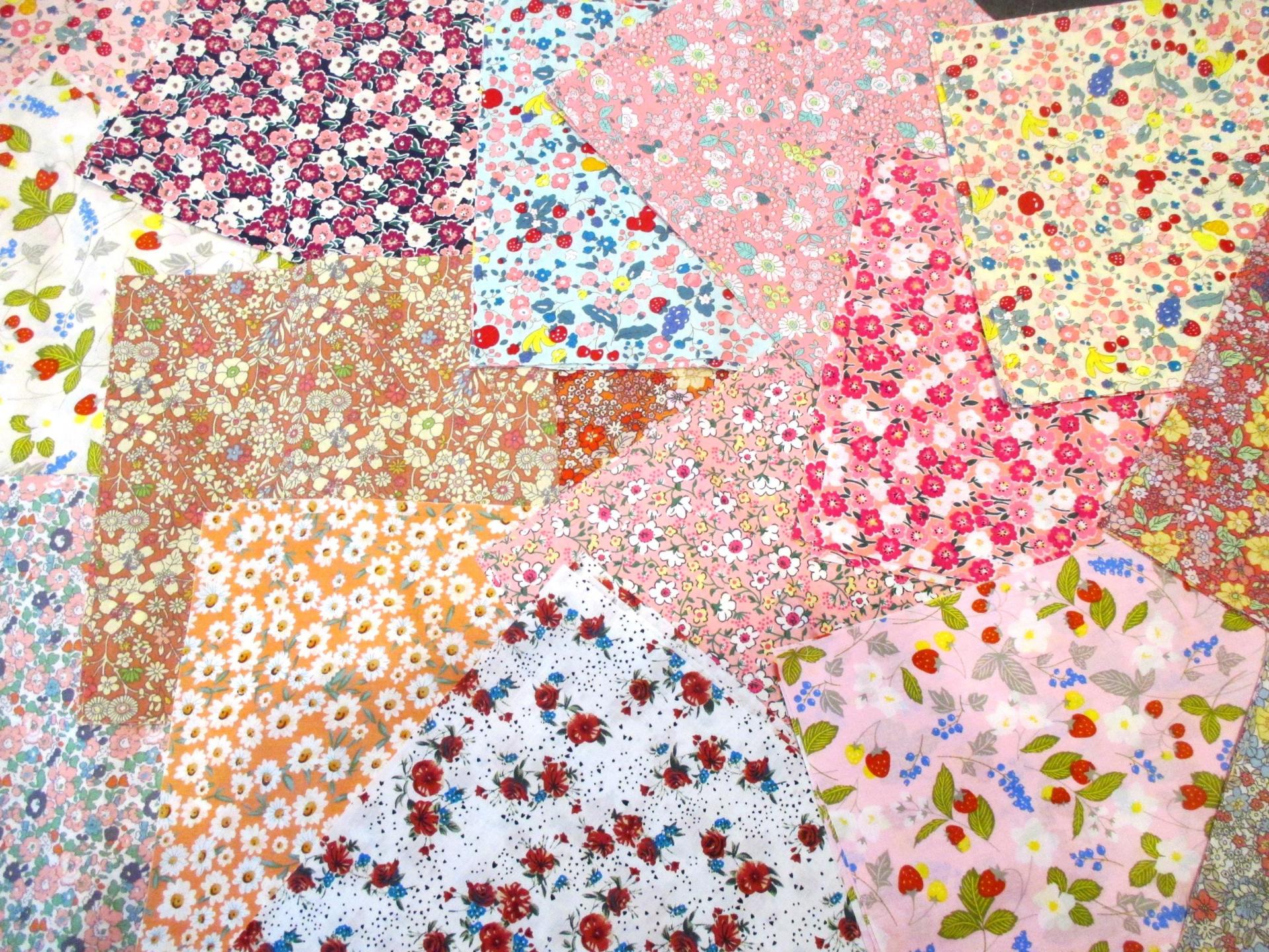 Fabric Bundle, All Cotton - Precut Squares - 8x8” Floral Layer Cake, Multiple Colors, for Crafting, Patchwork, and Quilting