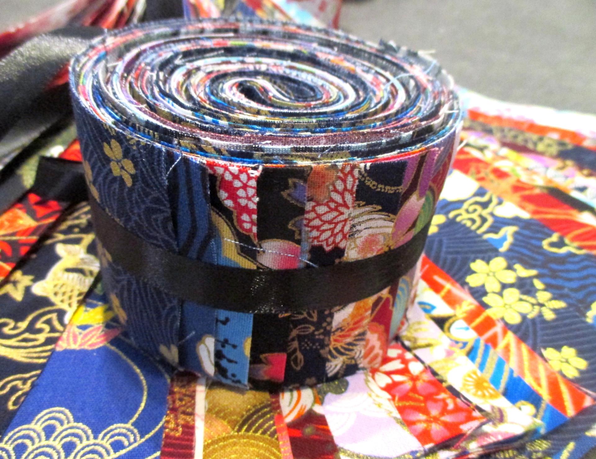 Jelly Roll, Fabric Strips Bundle, All Cotton - Multiple Colors, for Crafting, Rugs, Baskets, Patchwork, and Quilting