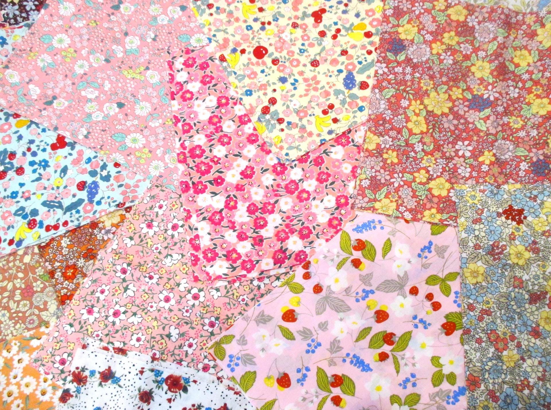 Fabric Bundle, All Cotton - Precut Squares - 8x8” Floral Layer Cake, Multiple Colors, for Crafting, Patchwork, and Quilting