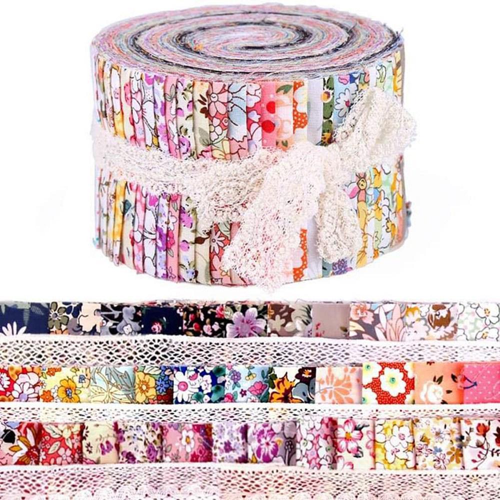 Jelly Roll, Fabric Strips Bundle, All Cotton - Multiple Colors, for Crafting, Rugs, Baskets, Patchwork, and Quilting