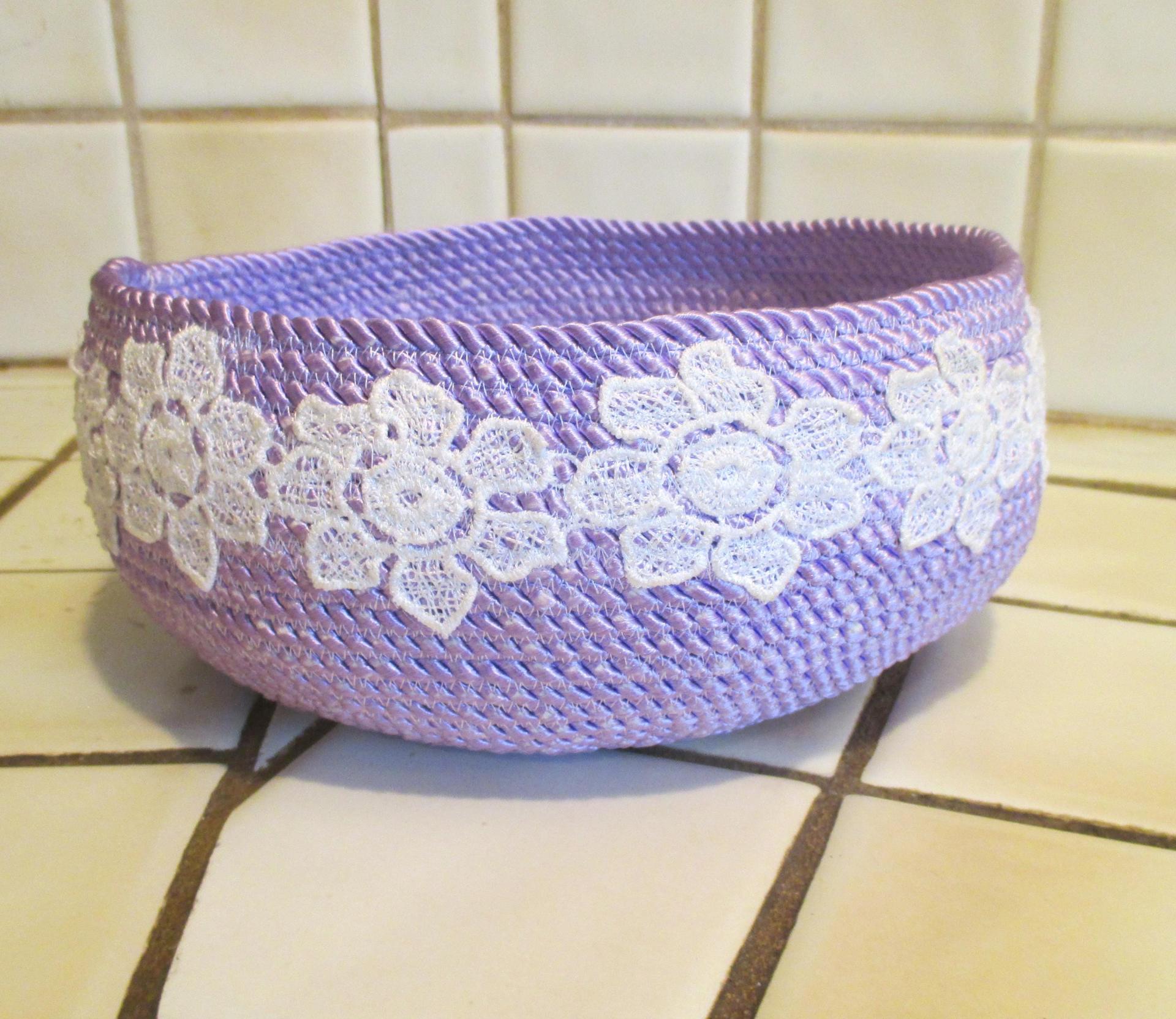 Rope Basket, Craft Storage, Catch All, Handmade Rope Bowl