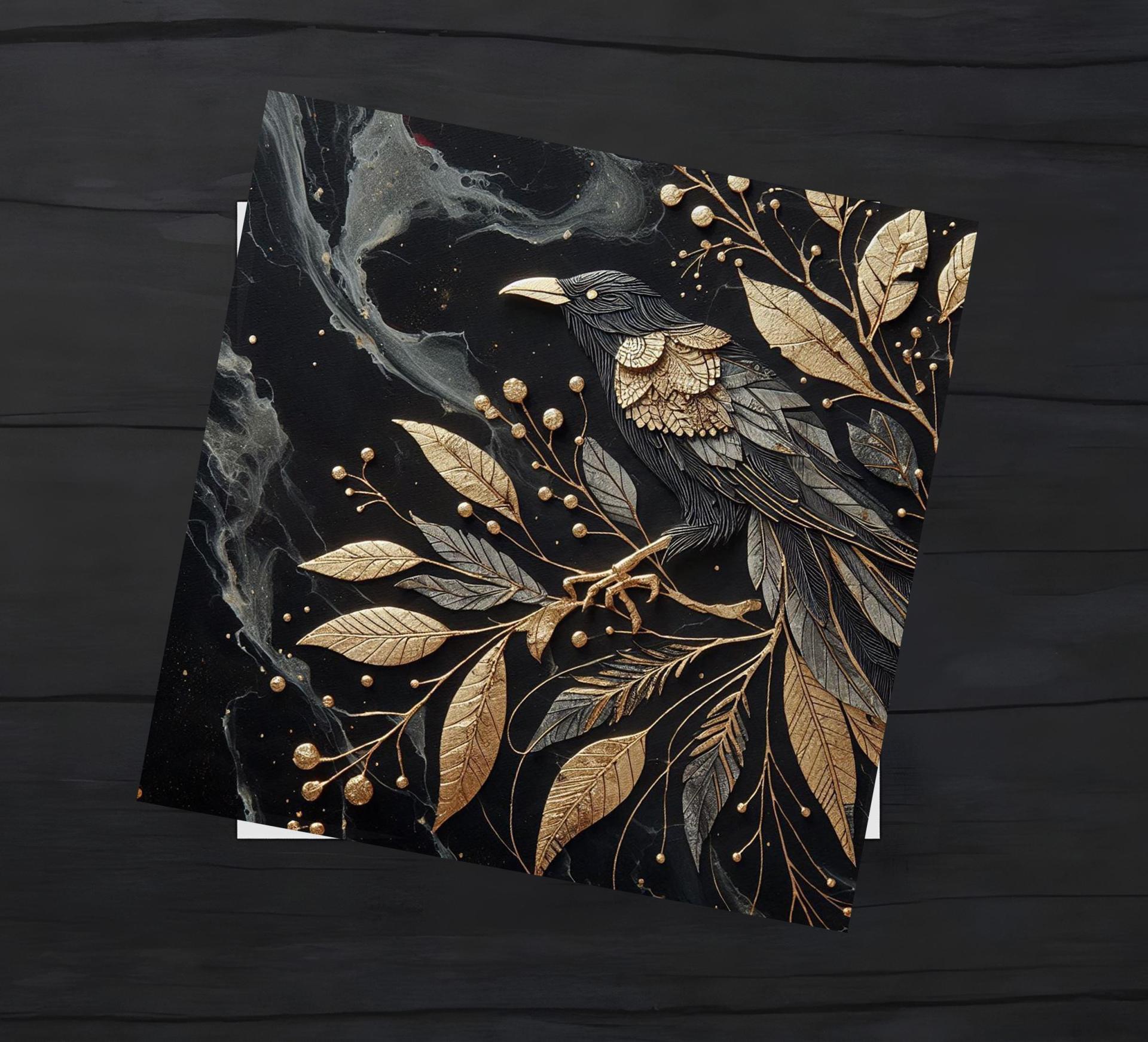 Raven Greeting Cards, Set of 4 Designs, Bulk Pack of Cards