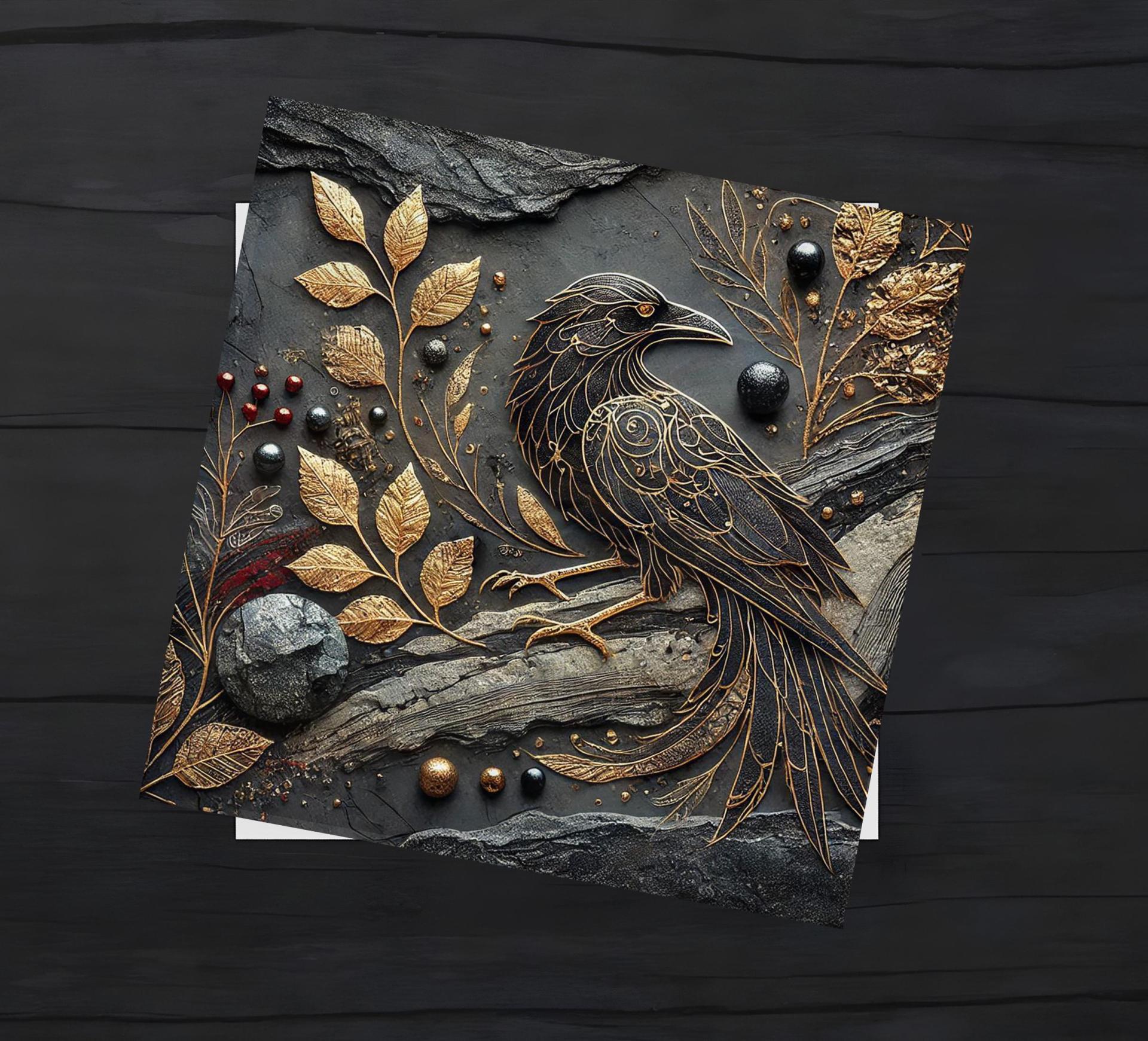 Raven Greeting Cards, Set of 4 Designs, Bulk Pack of Cards