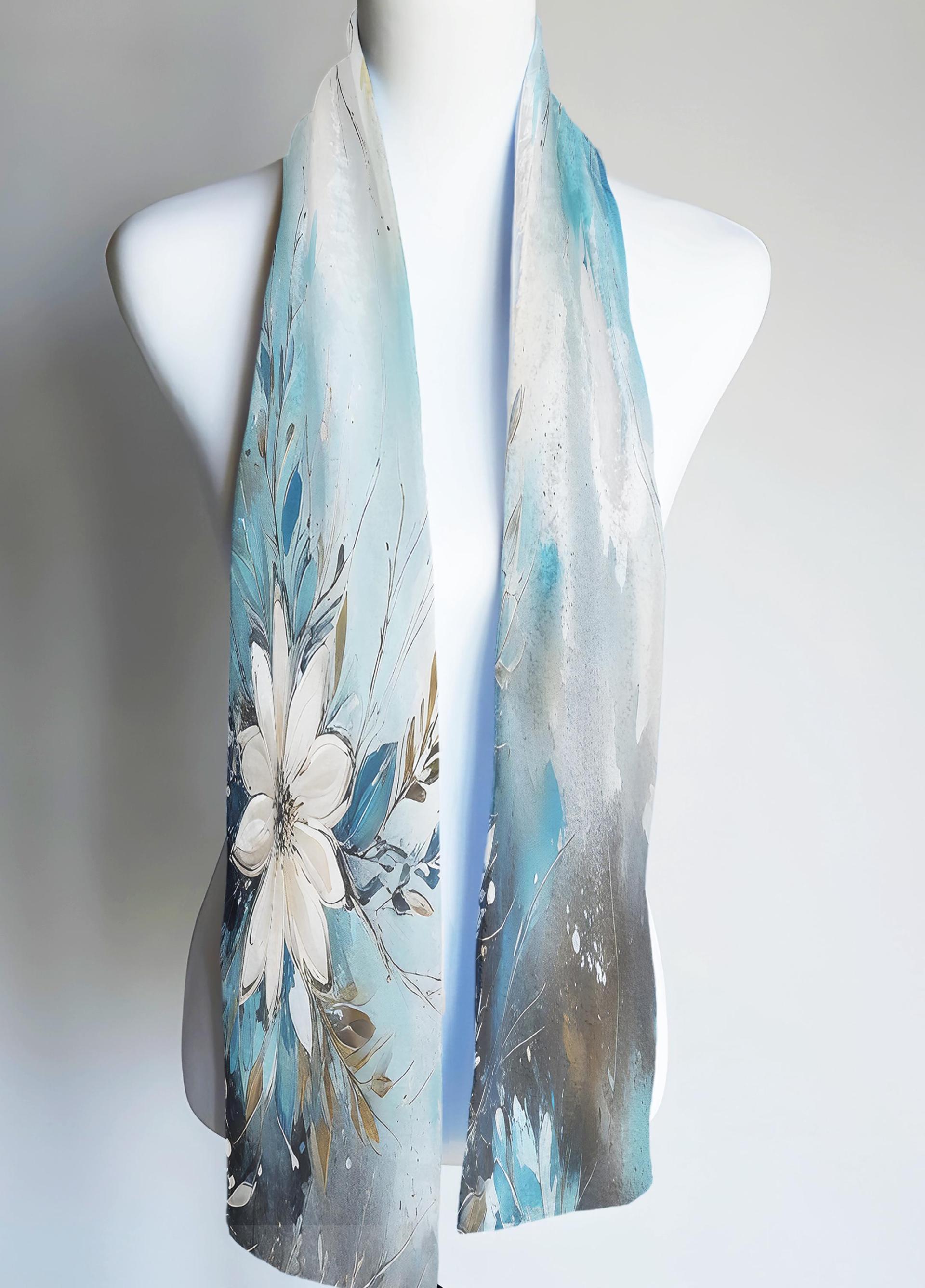 Velvet Scarf - Super Soft Long Scarf - Floral Pattern