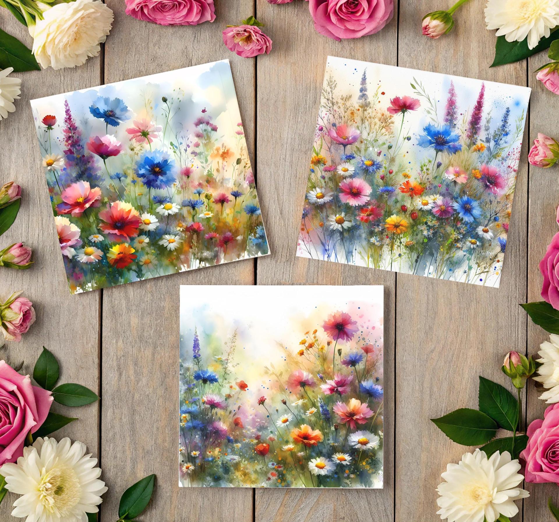 Set of Floral Gift Cards, 3 Designs, Bulk Pack of Cards