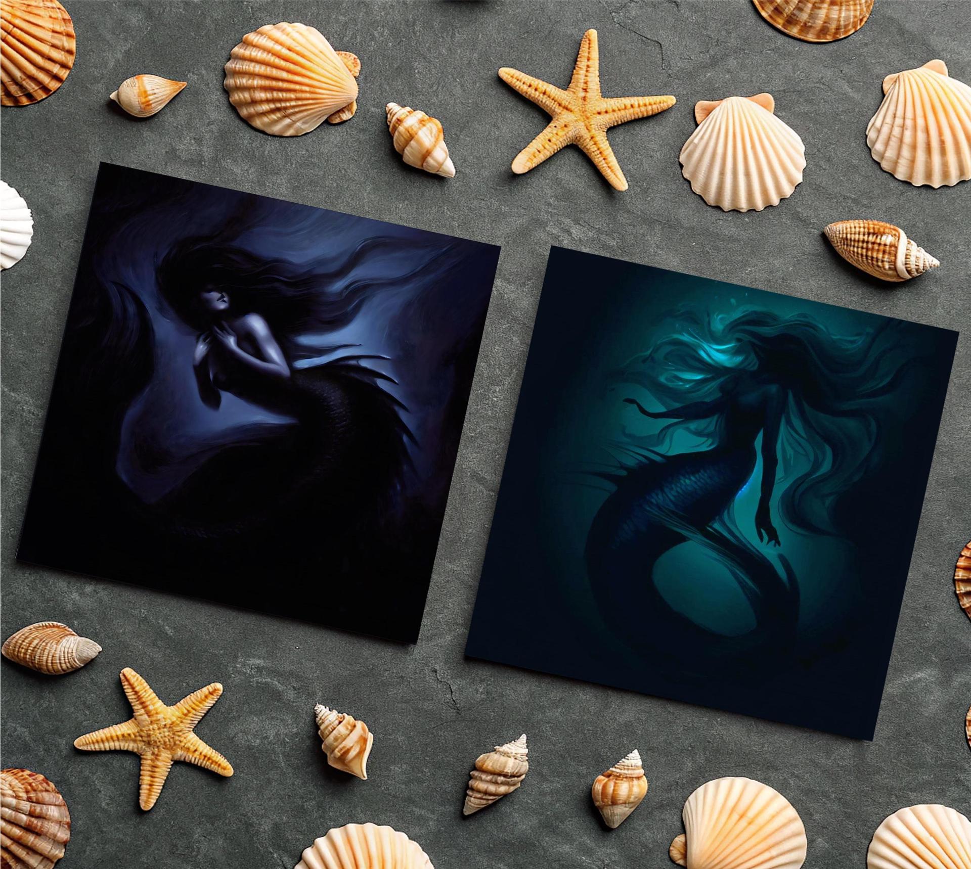 Mermaid Greeting Cards, Set of 5 Designs, Bulk Pack of Cards