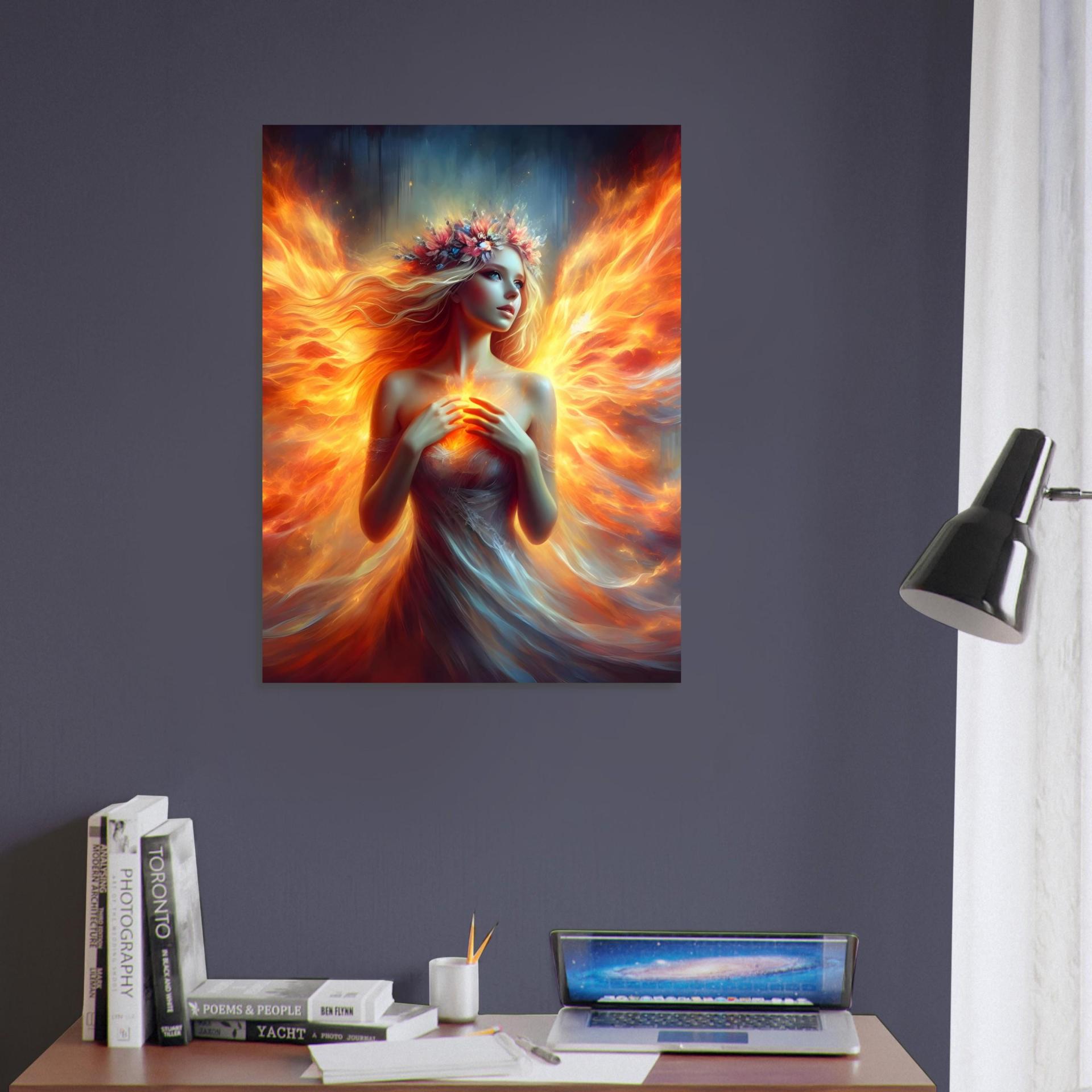 Print on Wood, Fire Fairy, Original Art Printed on Wood Panel