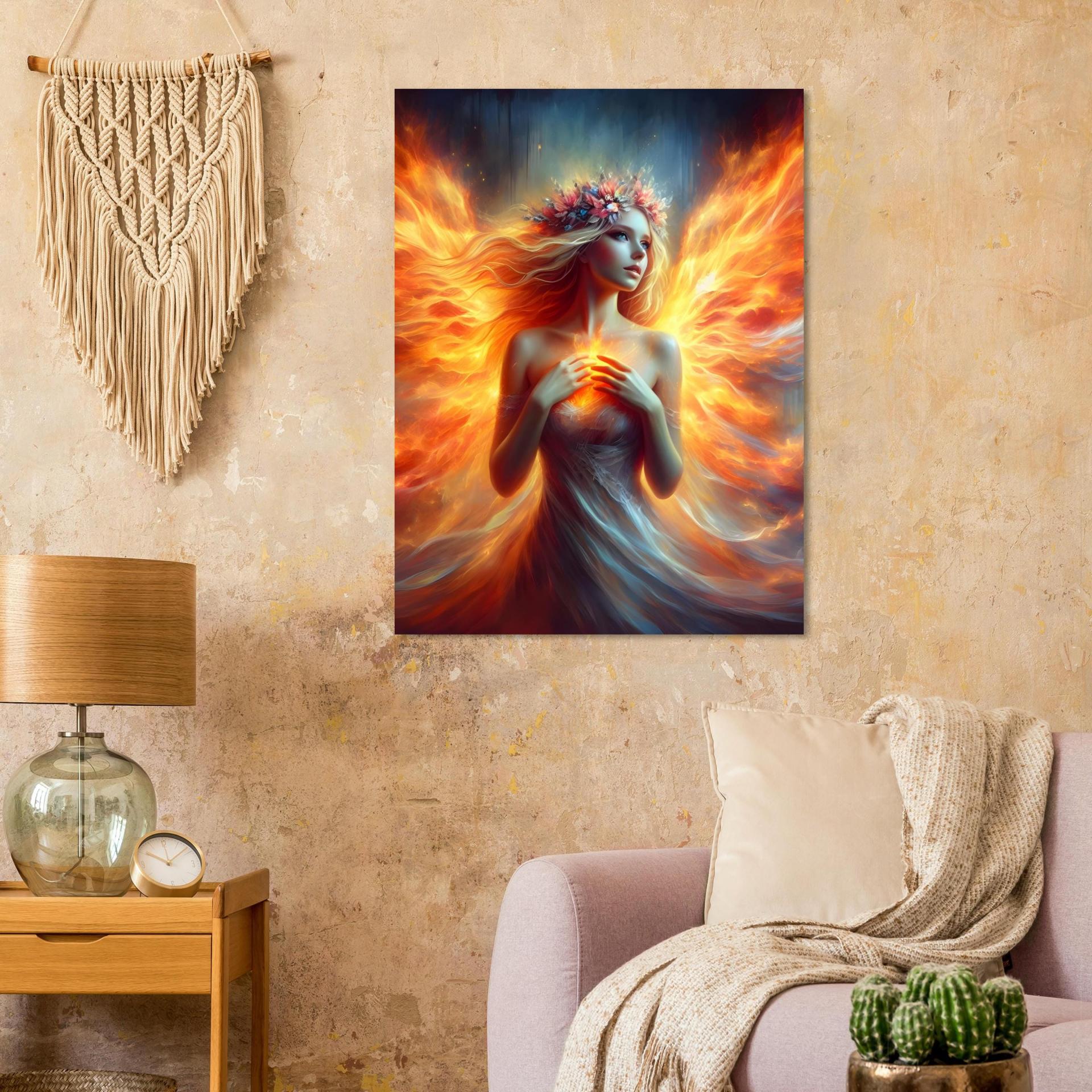 Print on Wood, Fire Fairy, Original Art Printed on Wood Panel