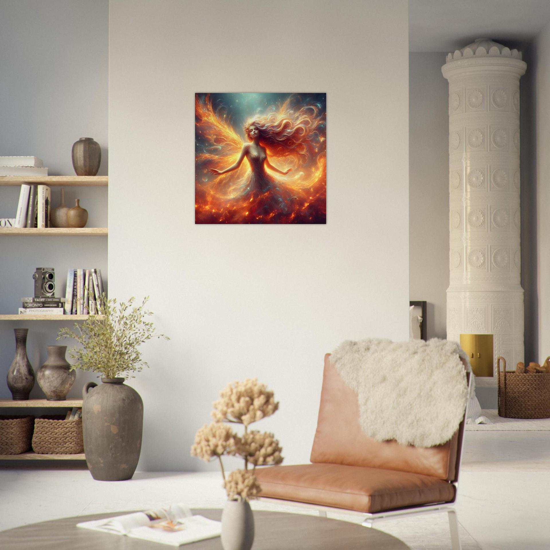 Print on Wood, Fire Fairy, Original Art Printed on Wood Panel