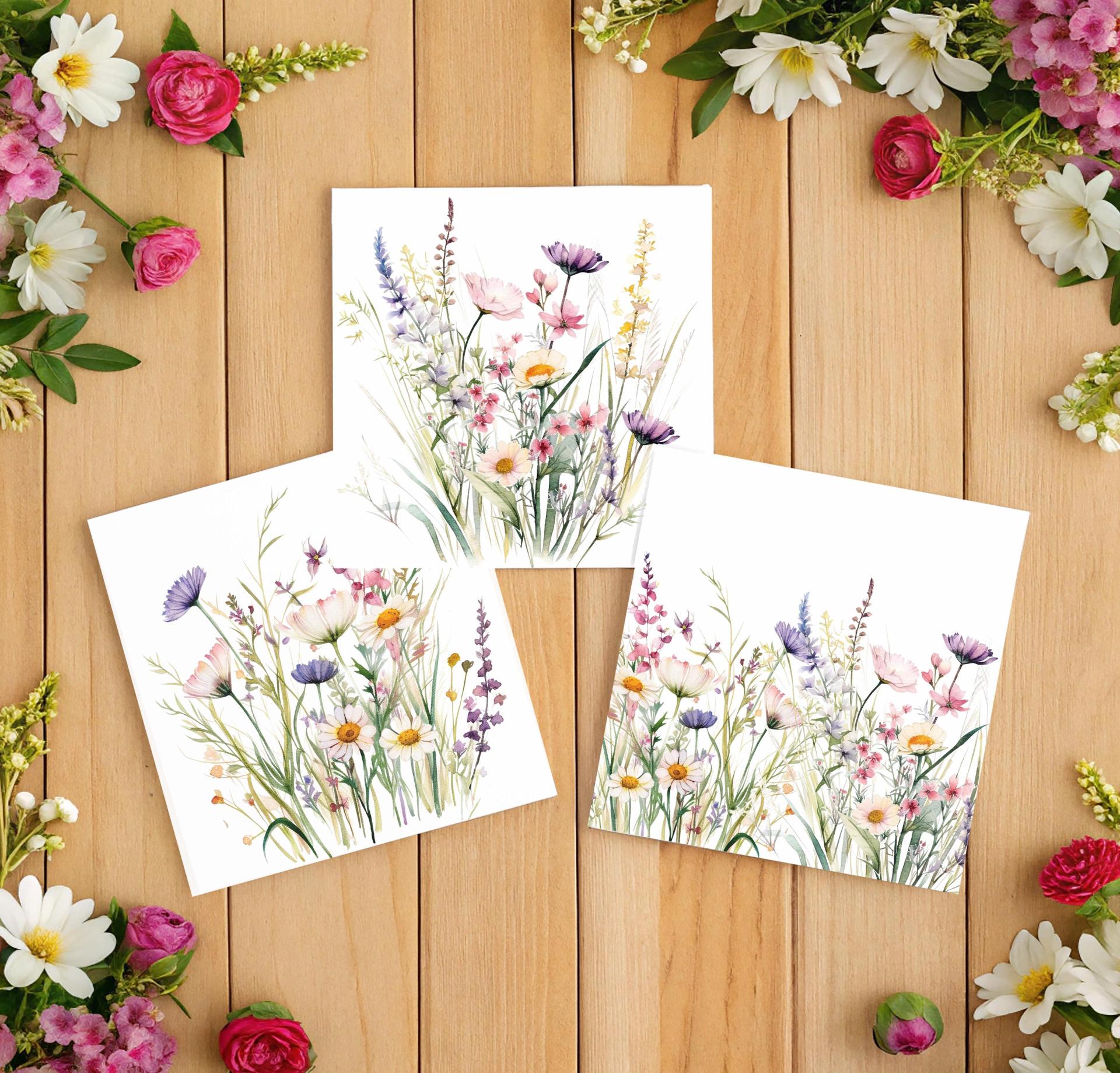 Set of Floral Gift Cards, 3 Designs, Bulk Pack of Cards