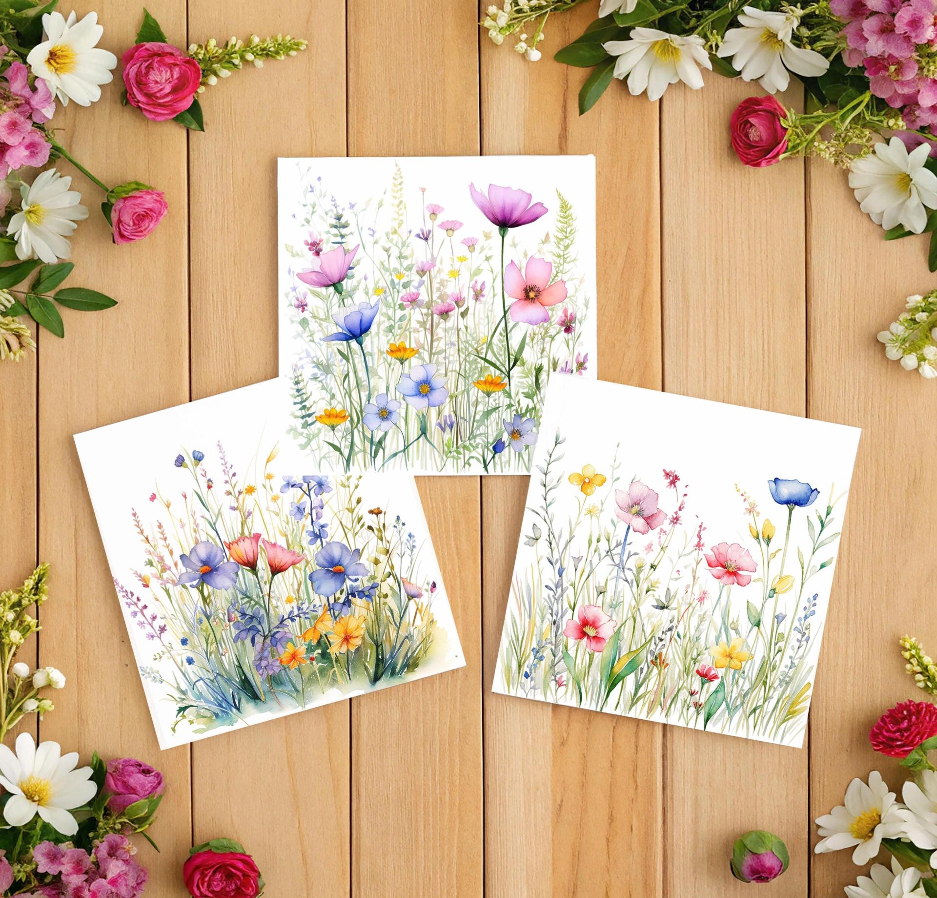 Set of Floral Gift Cards, 3 Designs, Bulk Pack of Cards