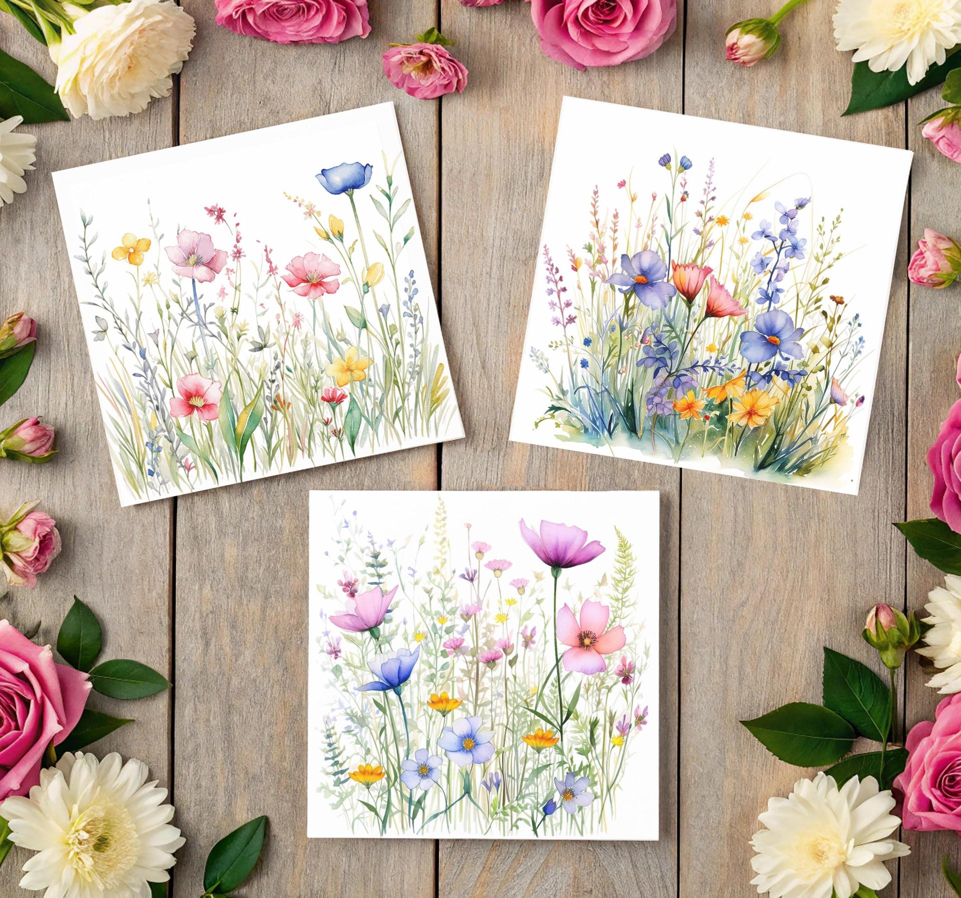 Set of Floral Gift Cards, 3 Designs, Bulk Pack of Cards