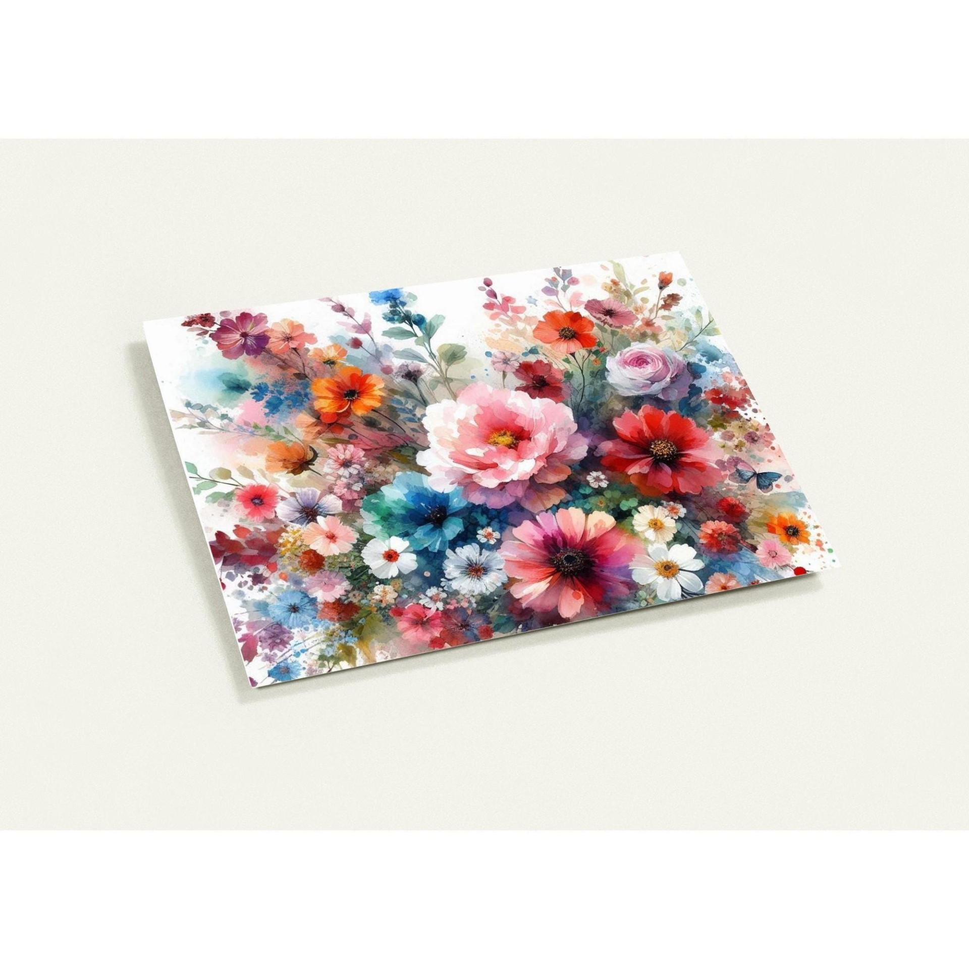 Flowers - Original Art Card - Single Card or Bulk 10 Pack of Gift Cards