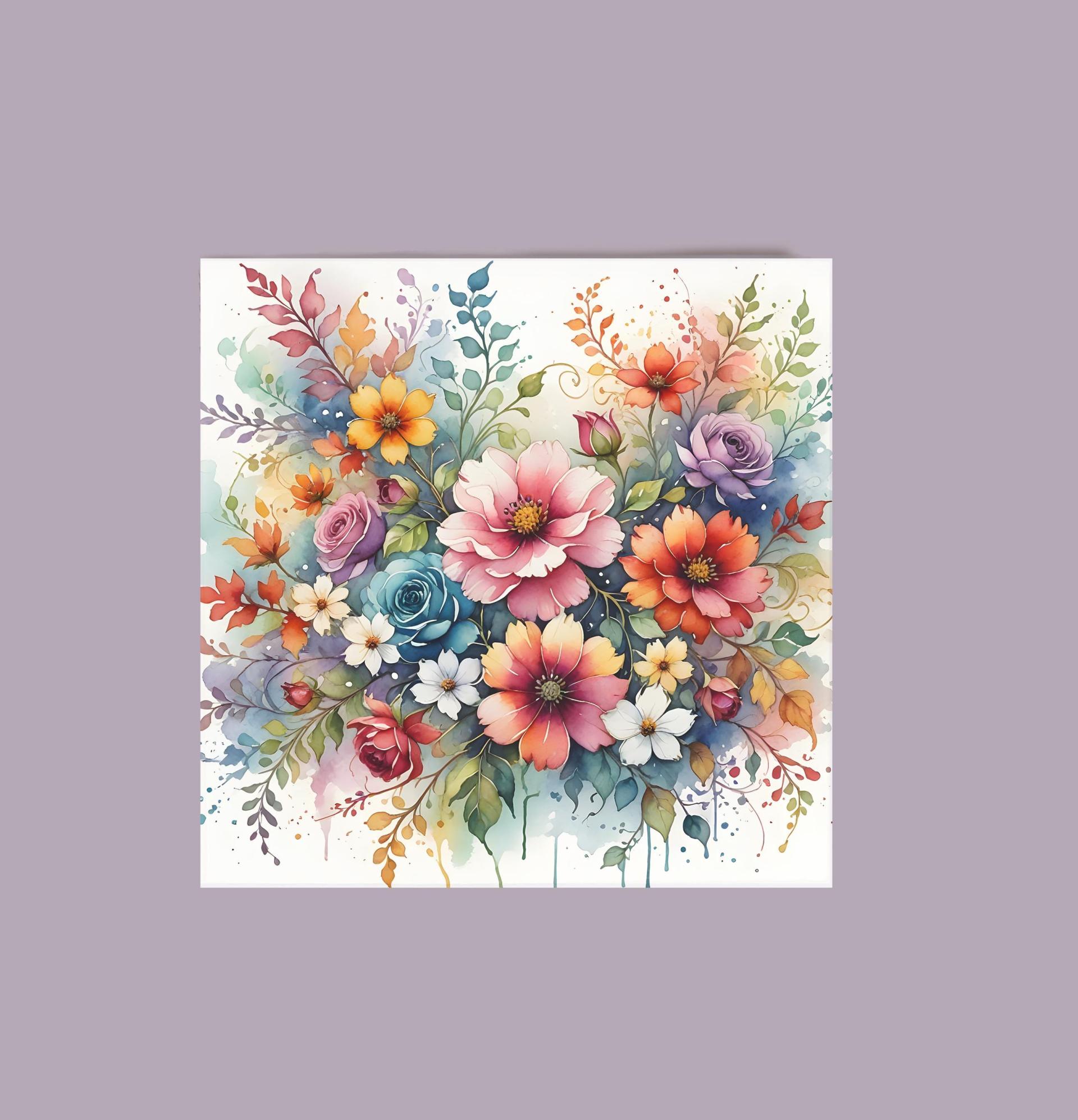 Flowers - Original Art Card - Single Card or Bulk 10 Pack of Gift Cards